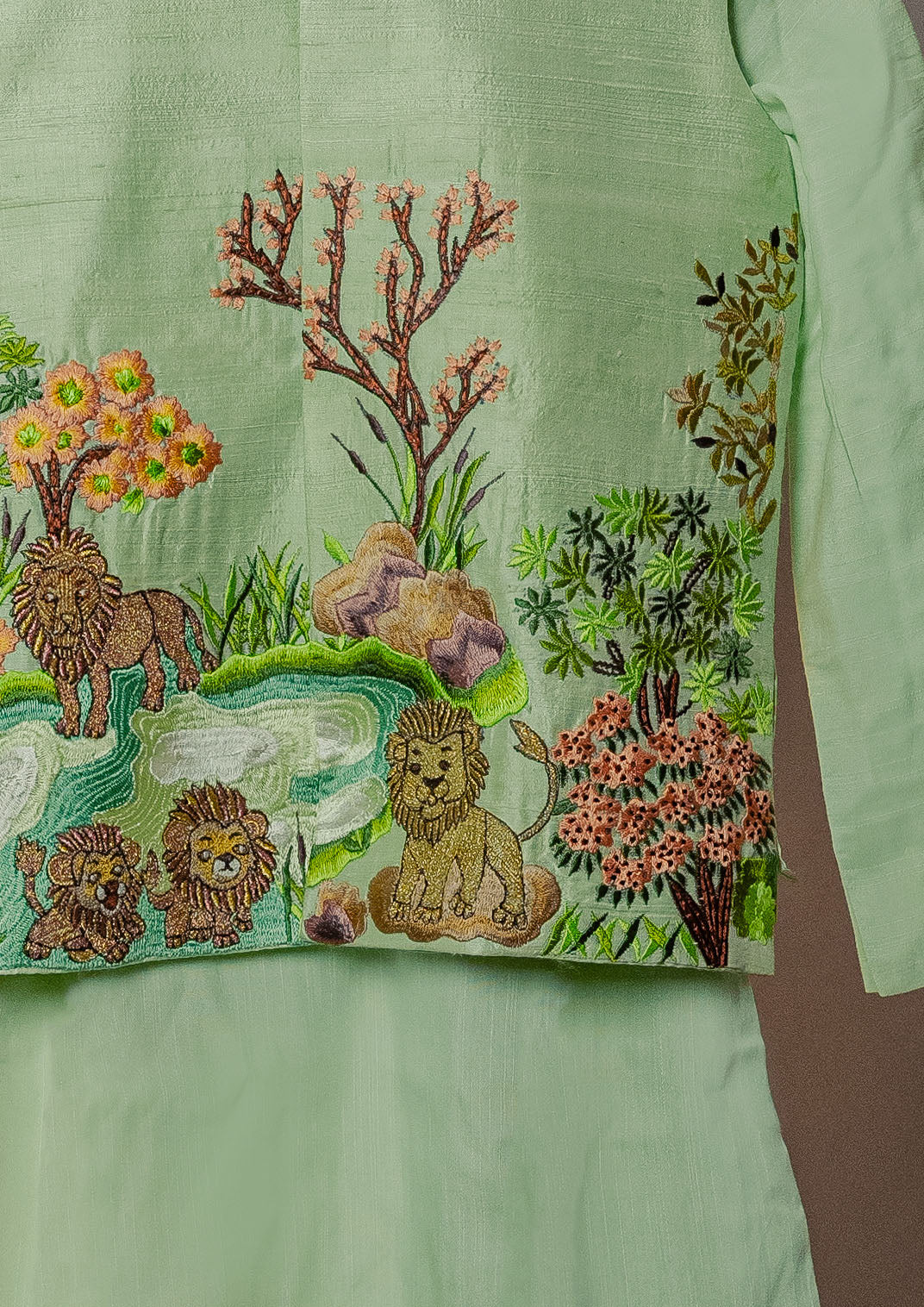 Kids boys - The lions of gir - embroidered thematic jacket set