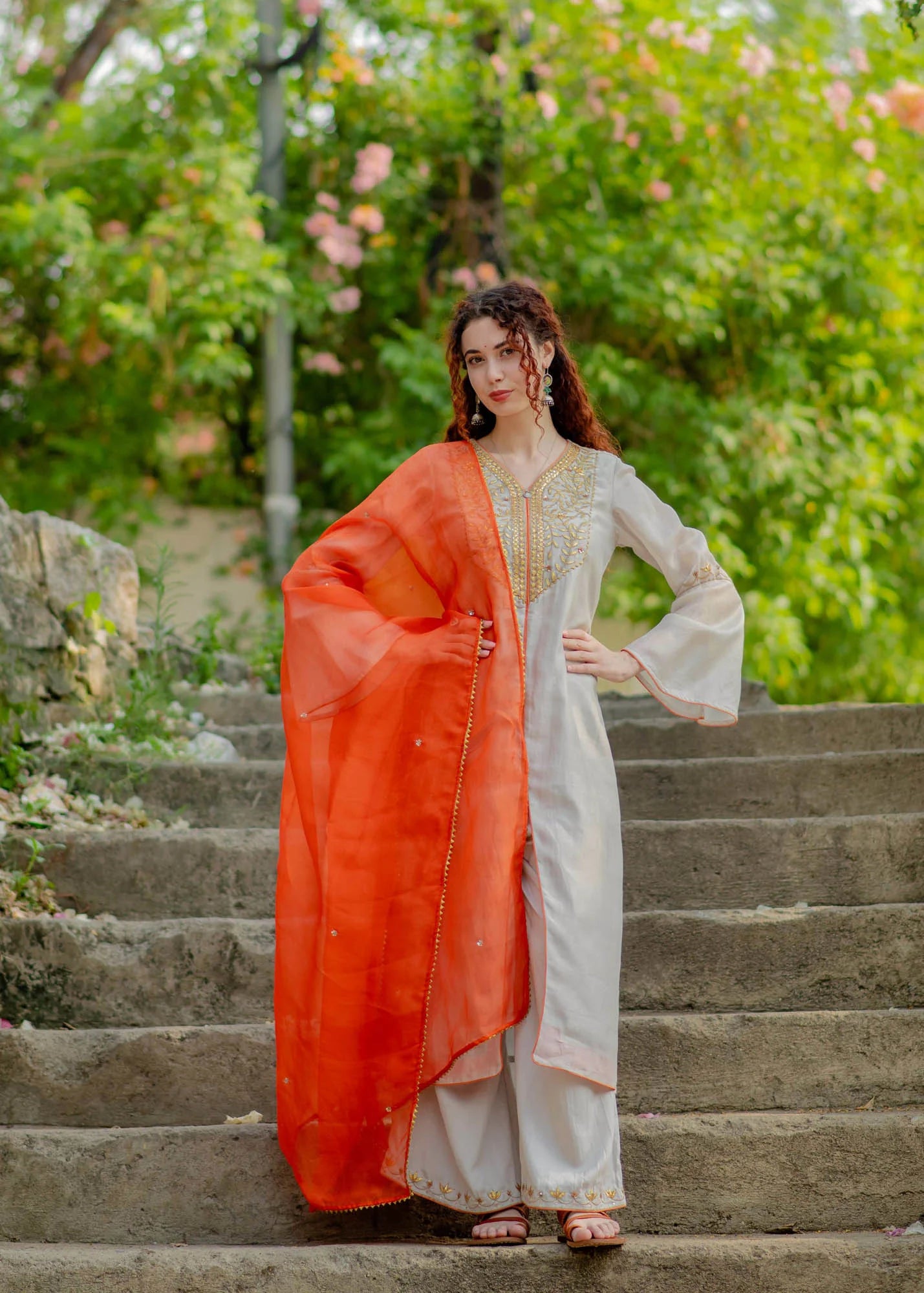 Women’s wear - Gotapatti Embroidered Grey kurta palazzo set