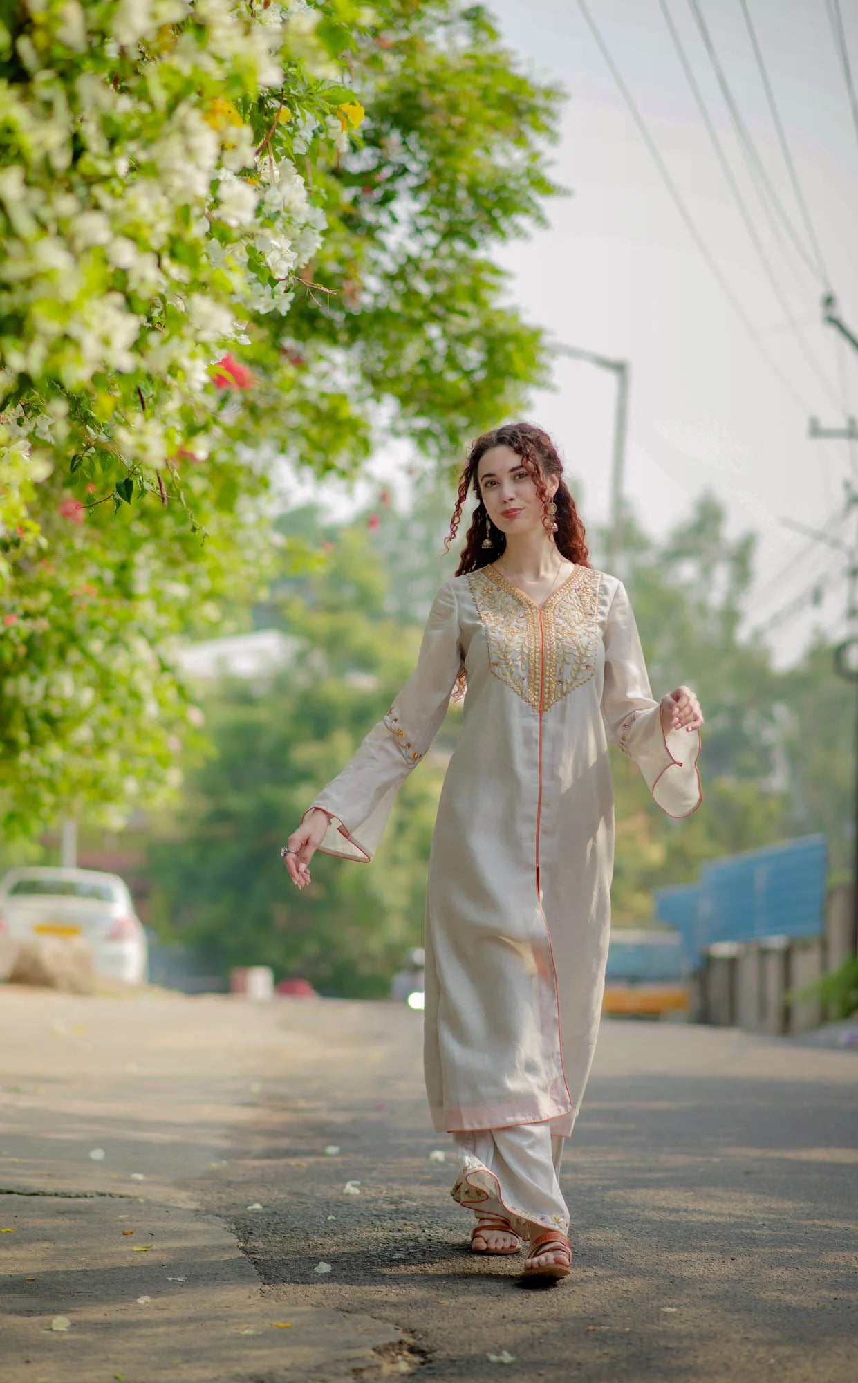 Women’s wear - Gotapatti Embroidered Grey kurta palazzo set