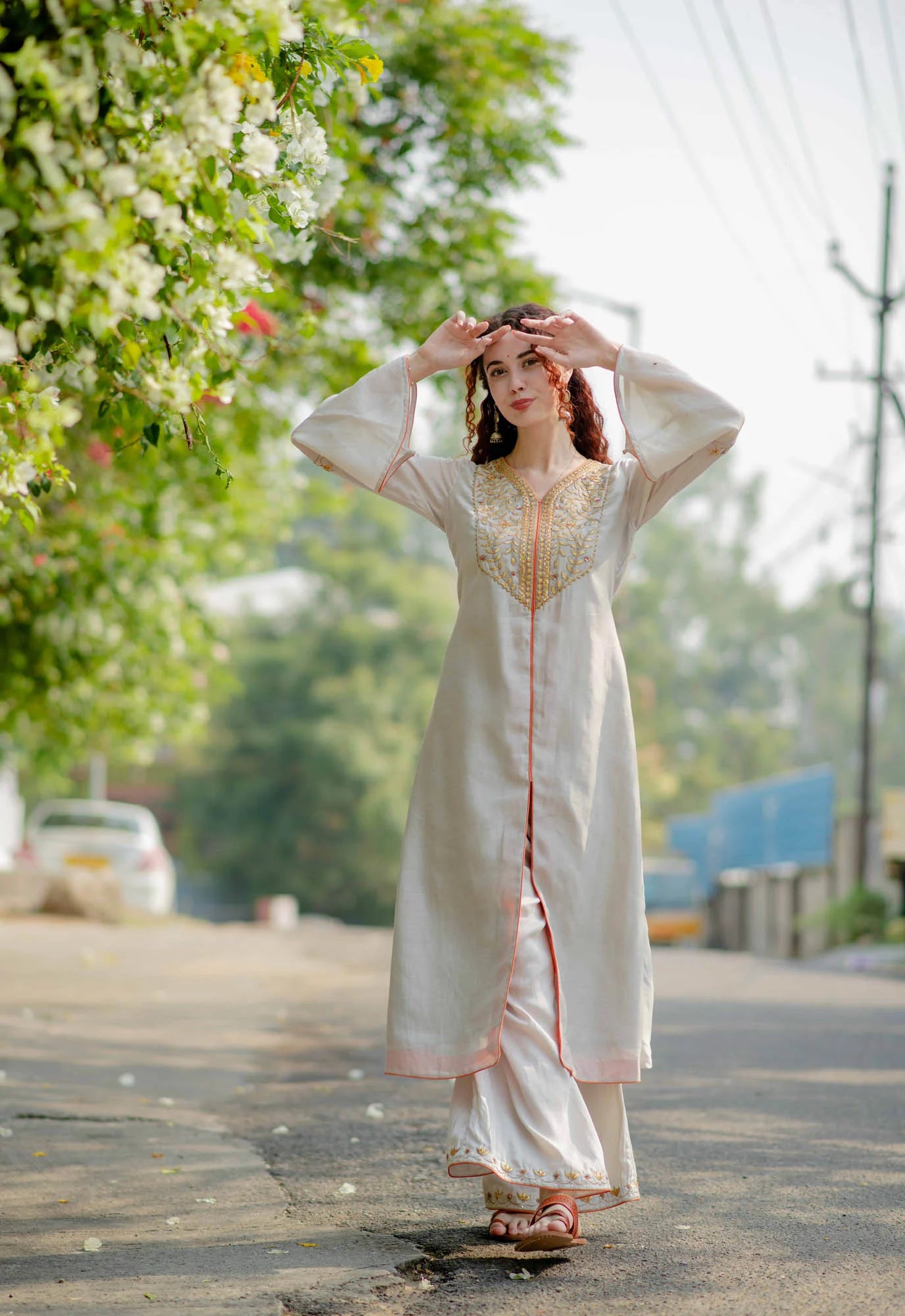 Women’s wear - Gotapatti Embroidered Grey kurta palazzo set