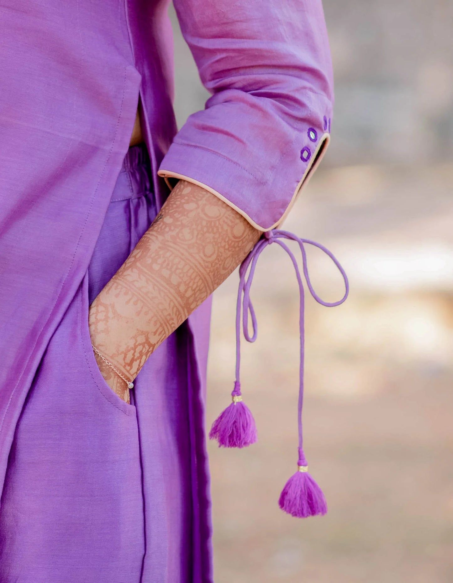 Women’s wear - purple embroidered Kurta palazzo set