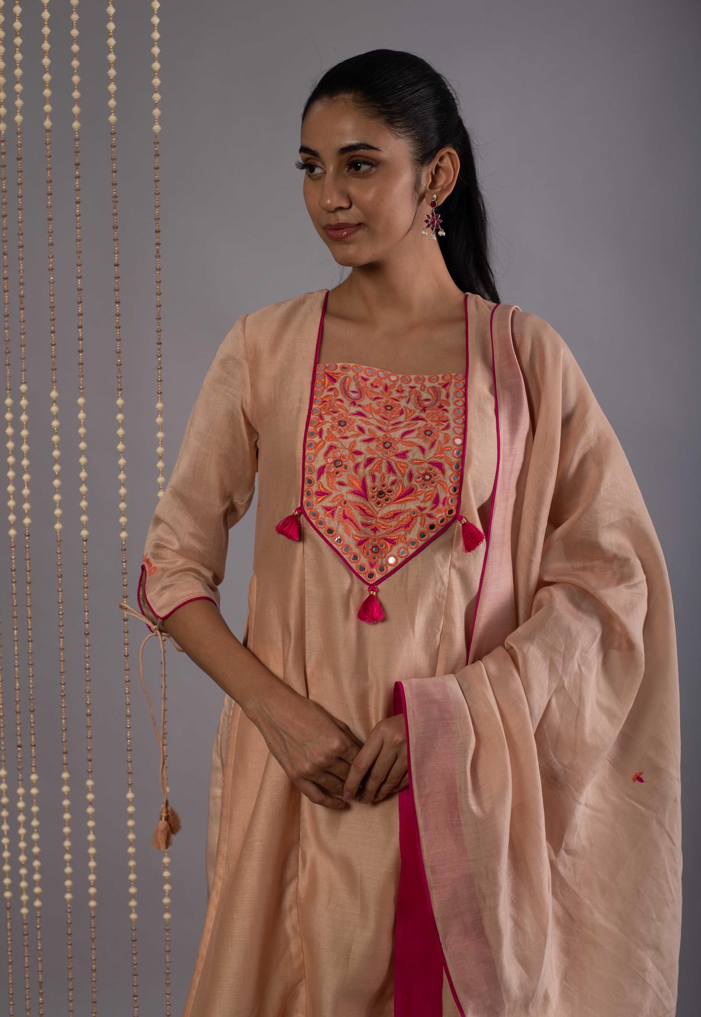 Women’s wear - Embroidered Kurta palazzo set in beige