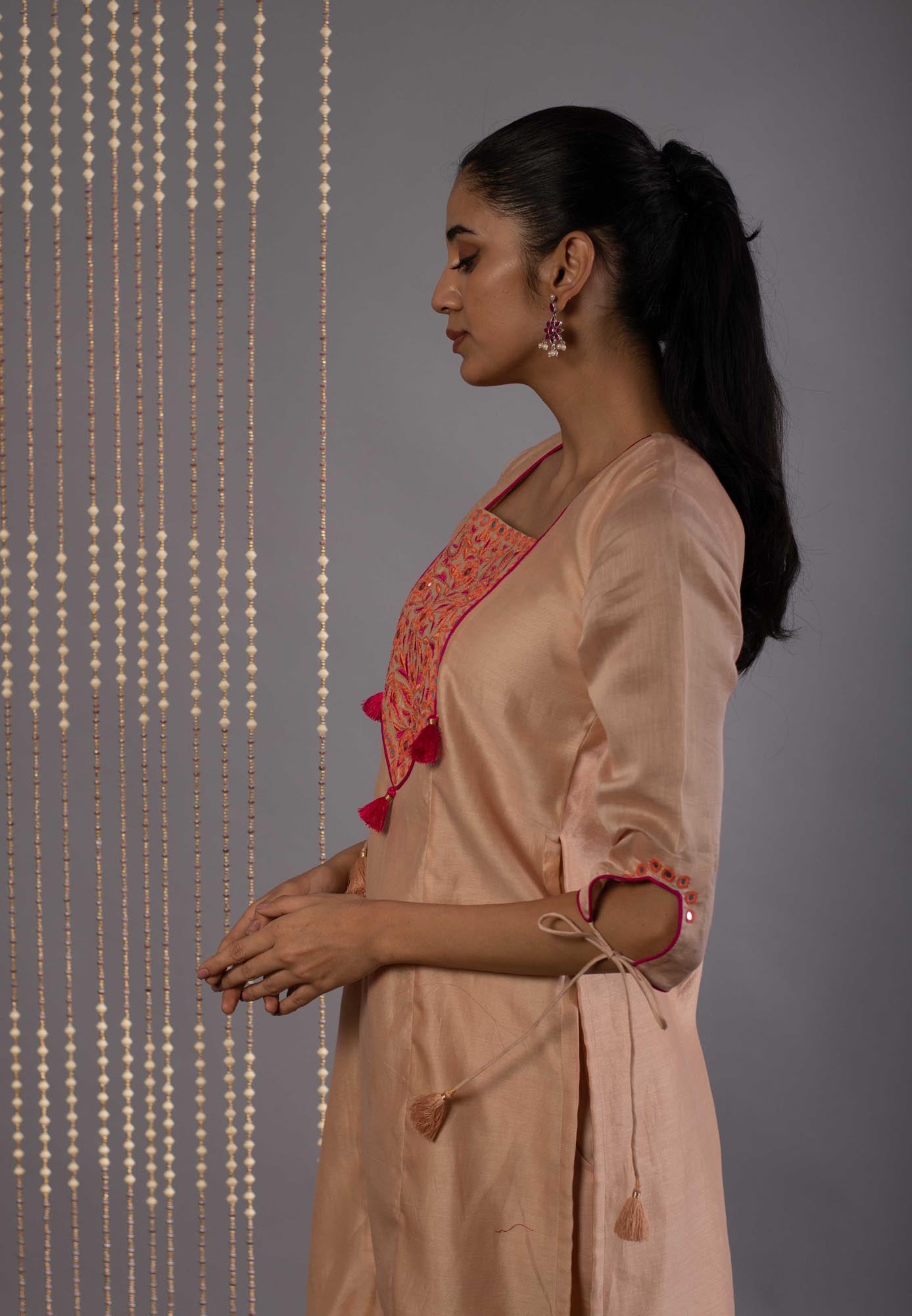 Women’s wear - Embroidered Kurta palazzo set in beige