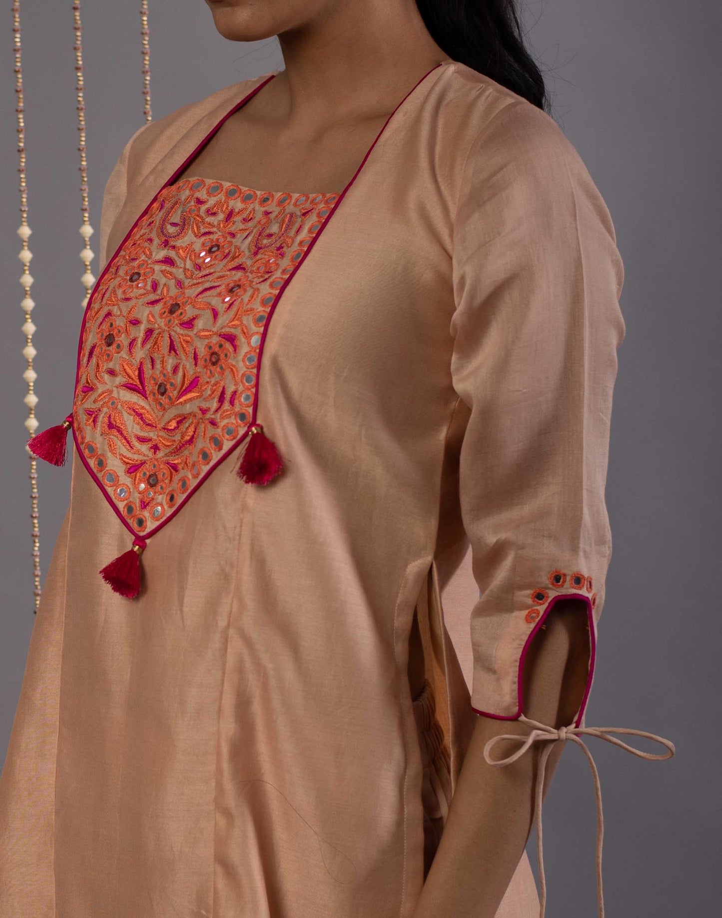 Women’s wear - Embroidered Kurta palazzo set in beige