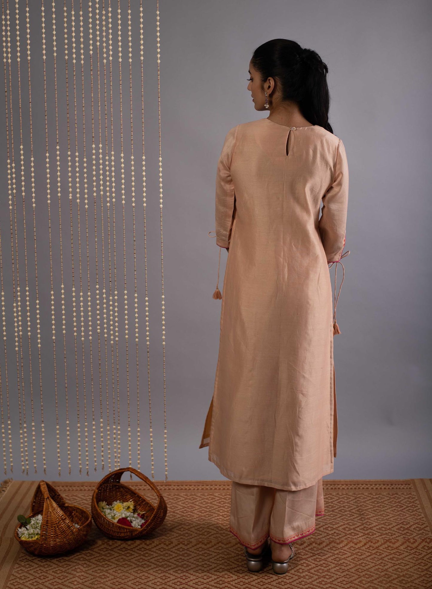 Women’s wear - Embroidered Kurta palazzo set in beige