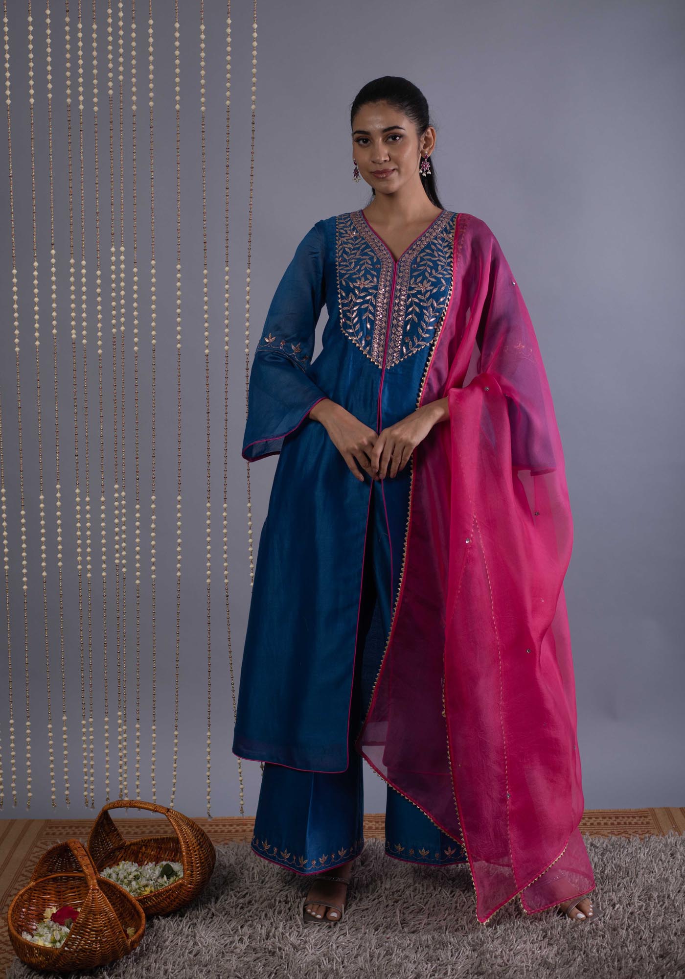 Gotapatti Embroidered Blue Set