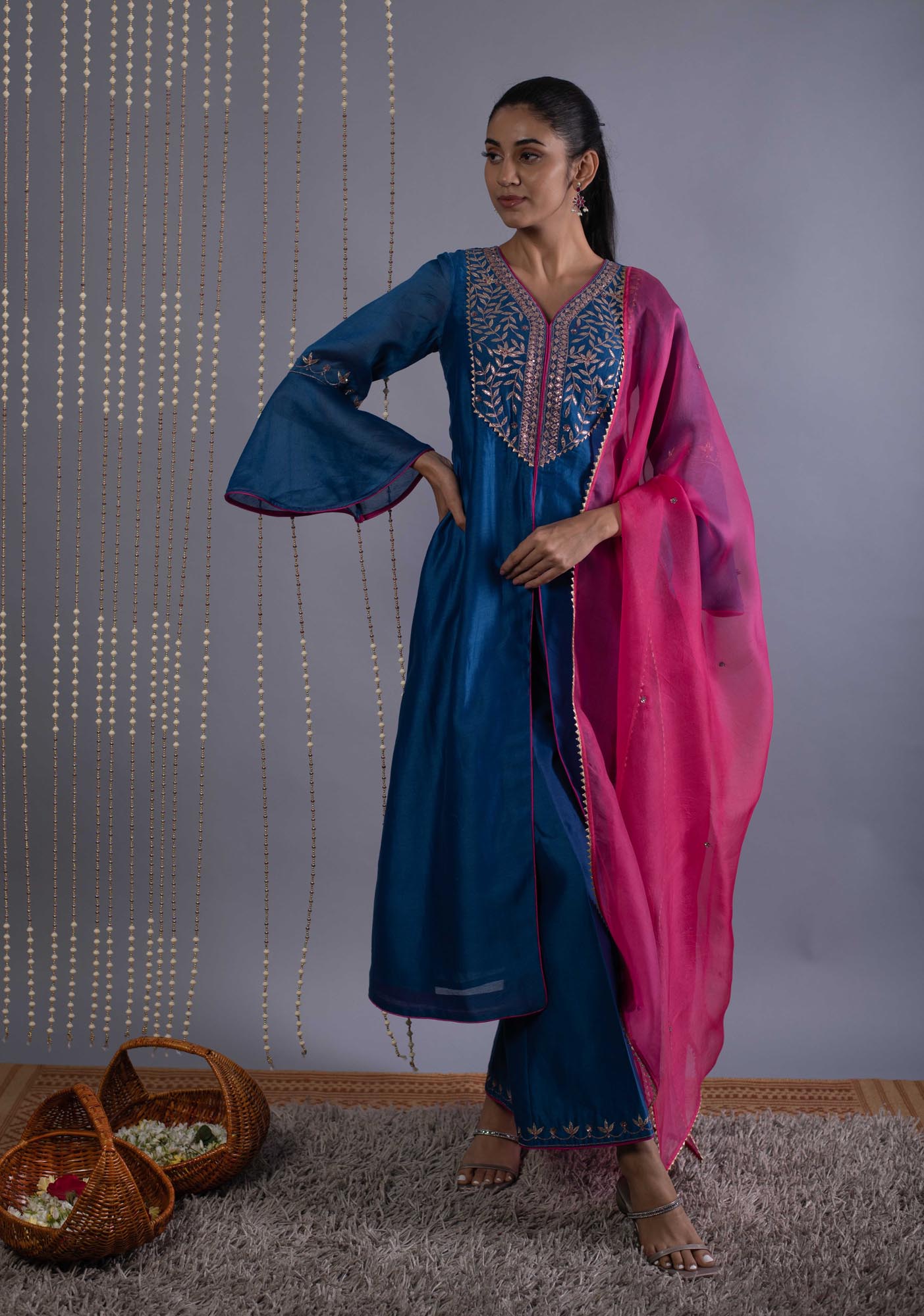 Gotapatti Embroidered Blue Set