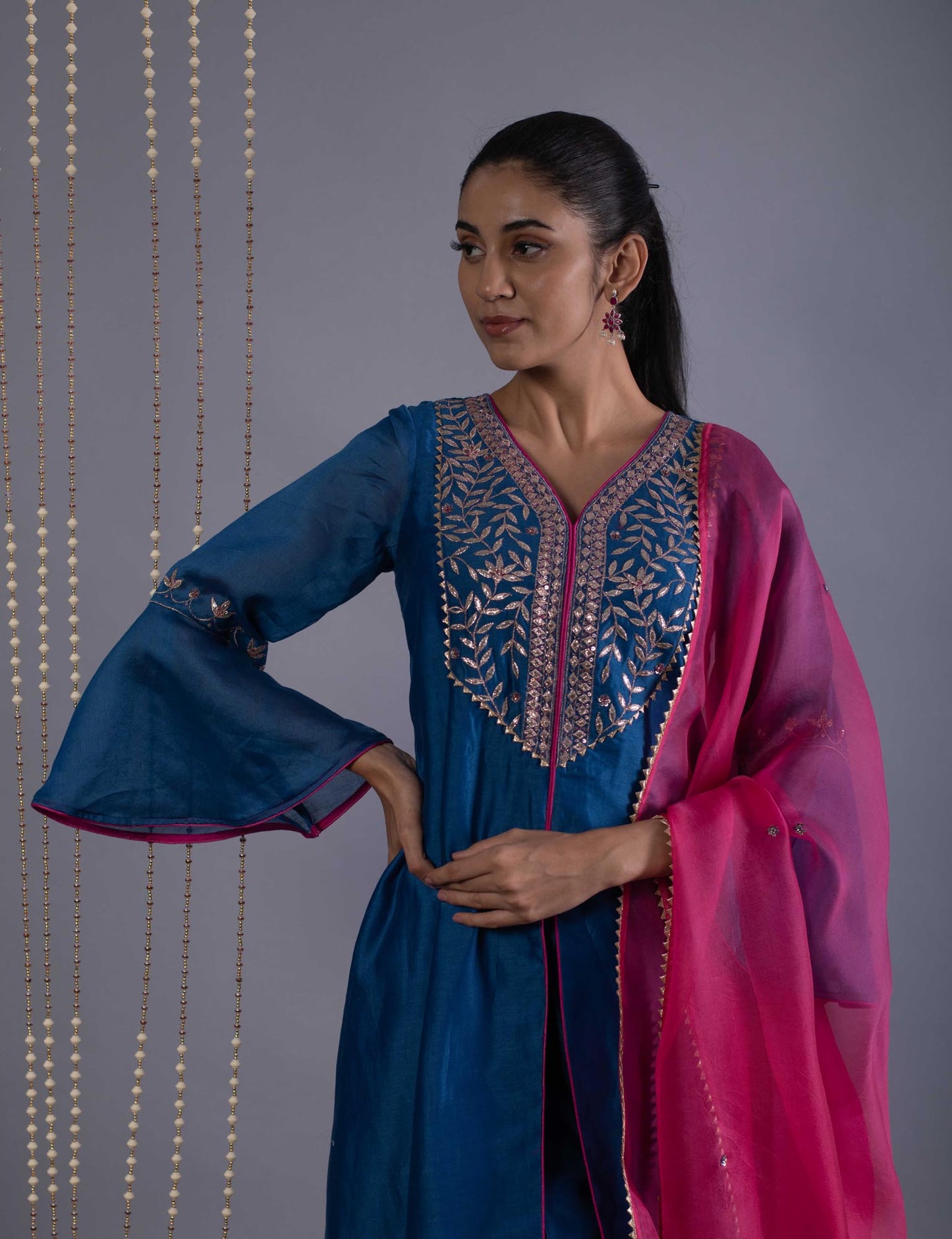 Gotapatti Embroidered Blue Set