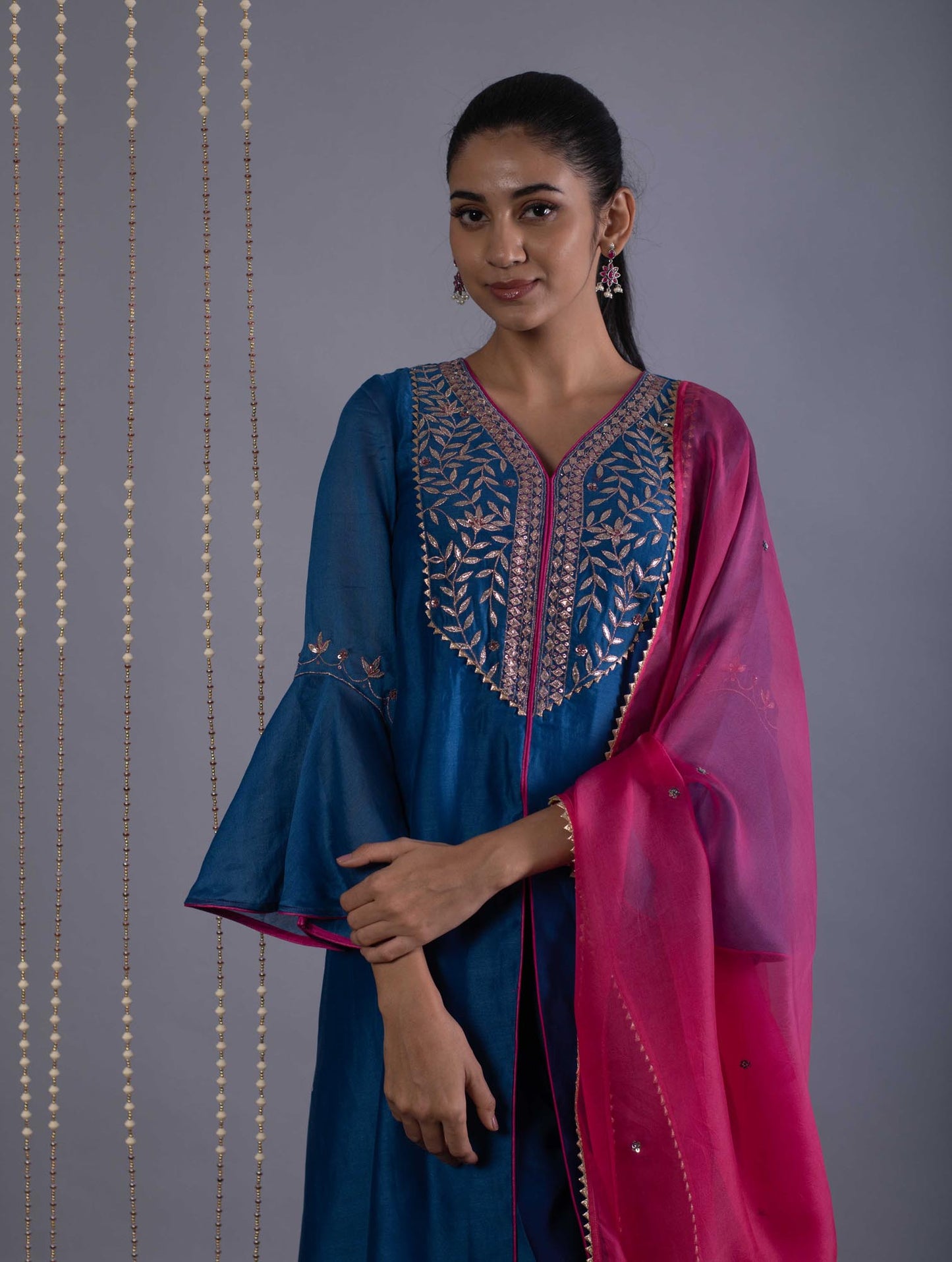 Gotapatti Embroidered Blue Set