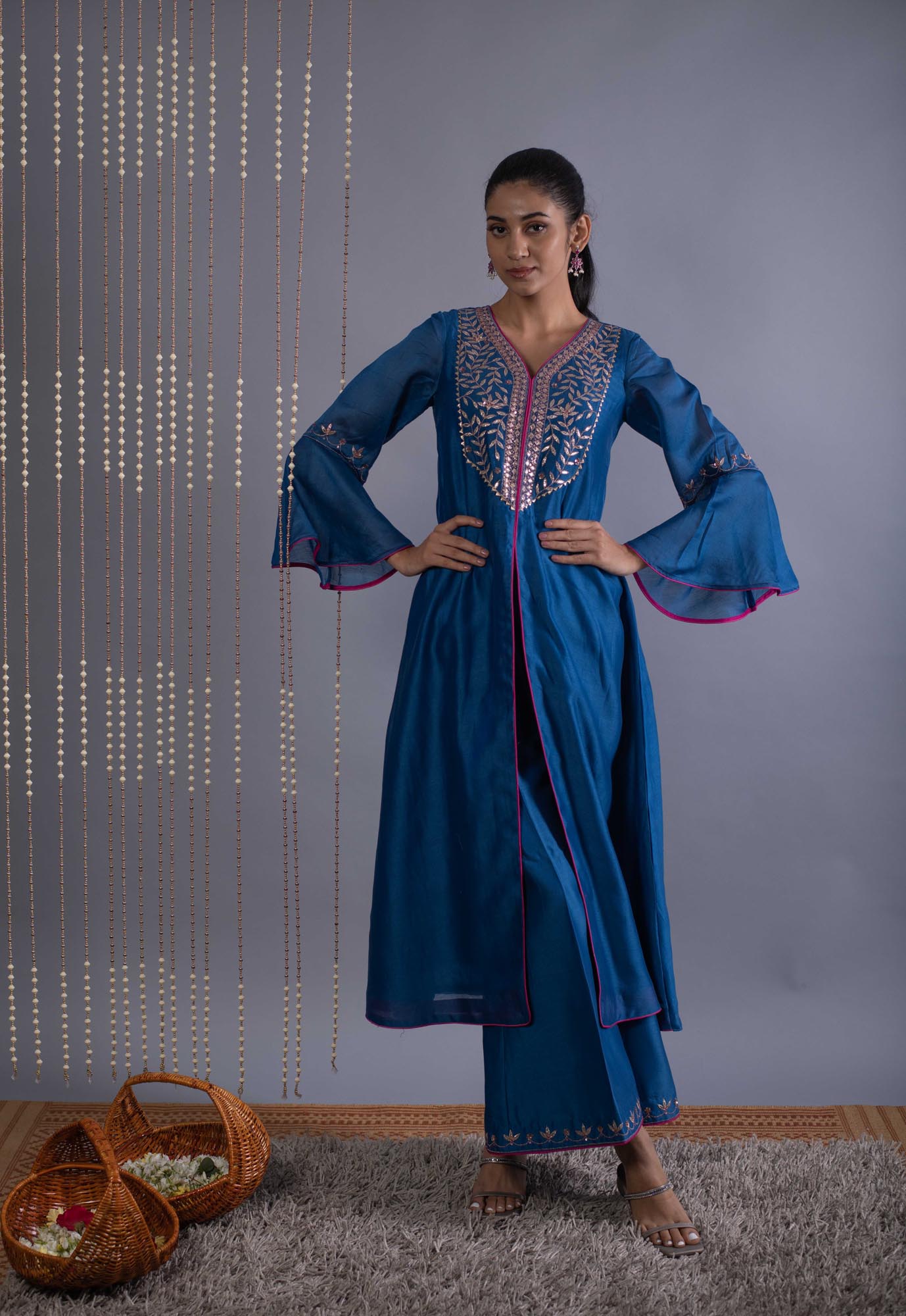 Gotapatti Embroidered Blue Set