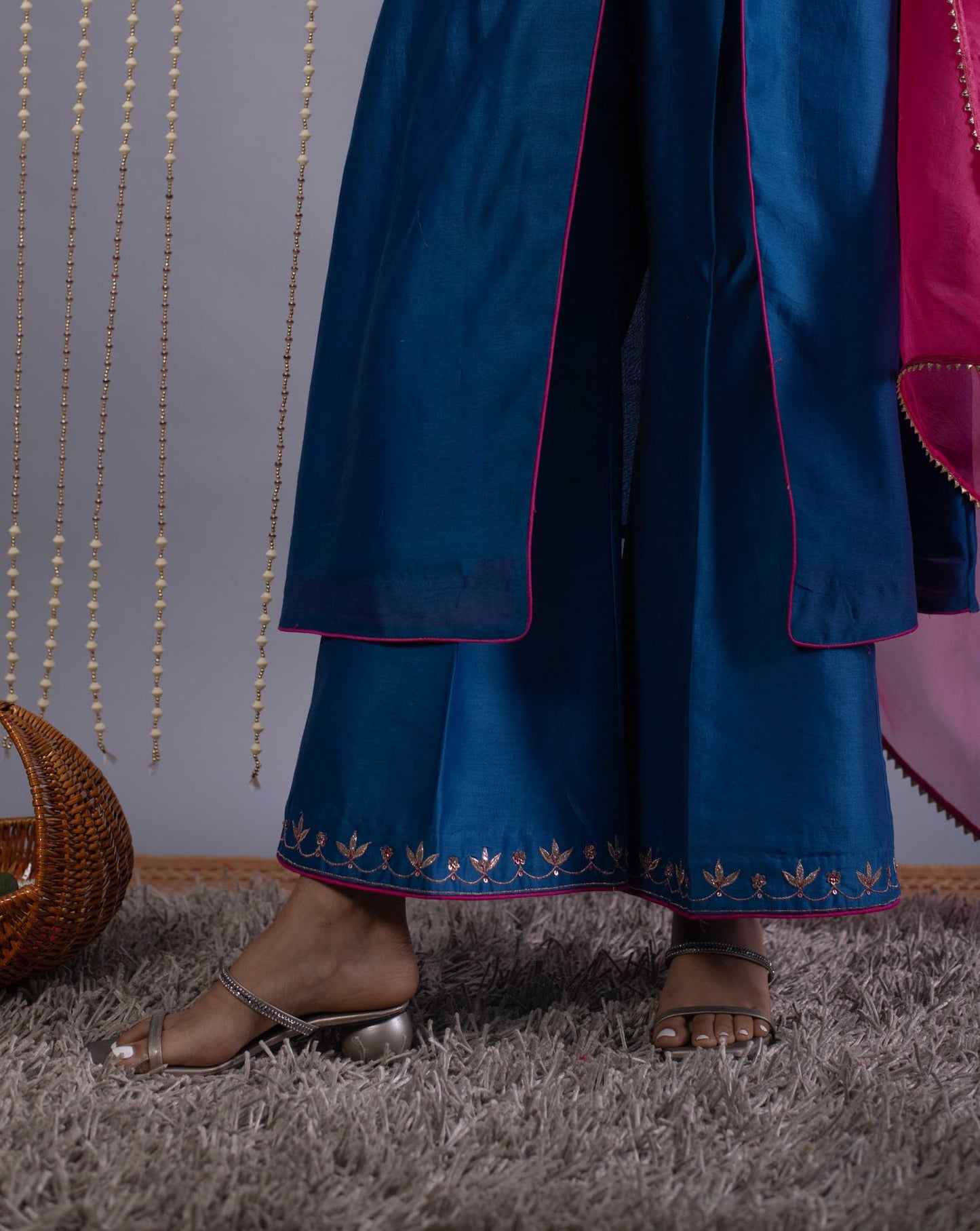 Gotapatti Embroidered Blue Set