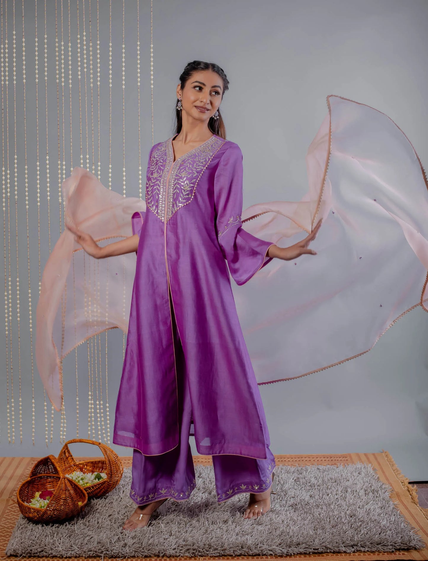 Women’s wear Gotapatti Embroidered Purple kurta set