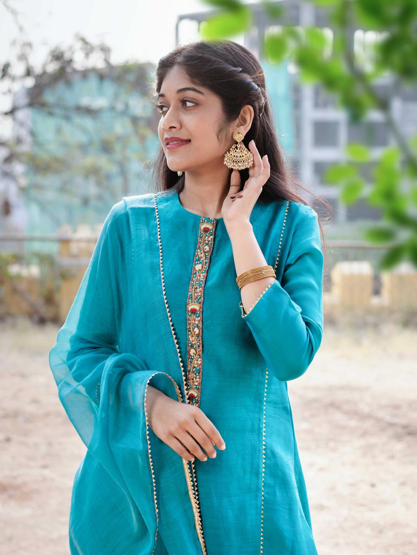 Handwoven Chanderi Kurta and Bottom with Dupatta