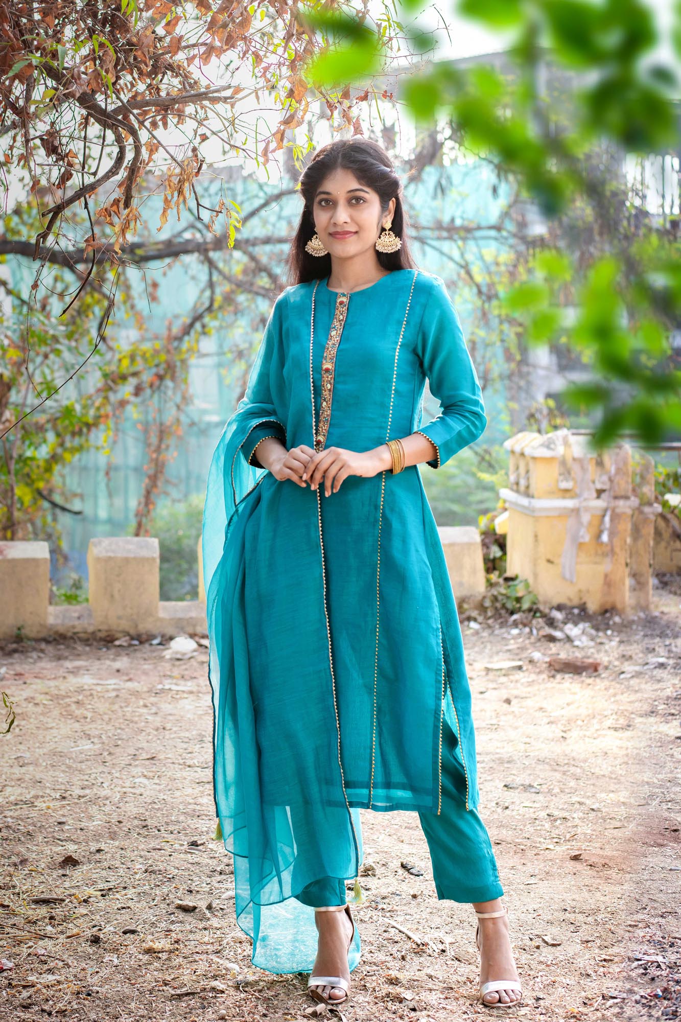Handwoven Chanderi Kurta and Bottom with Dupatta