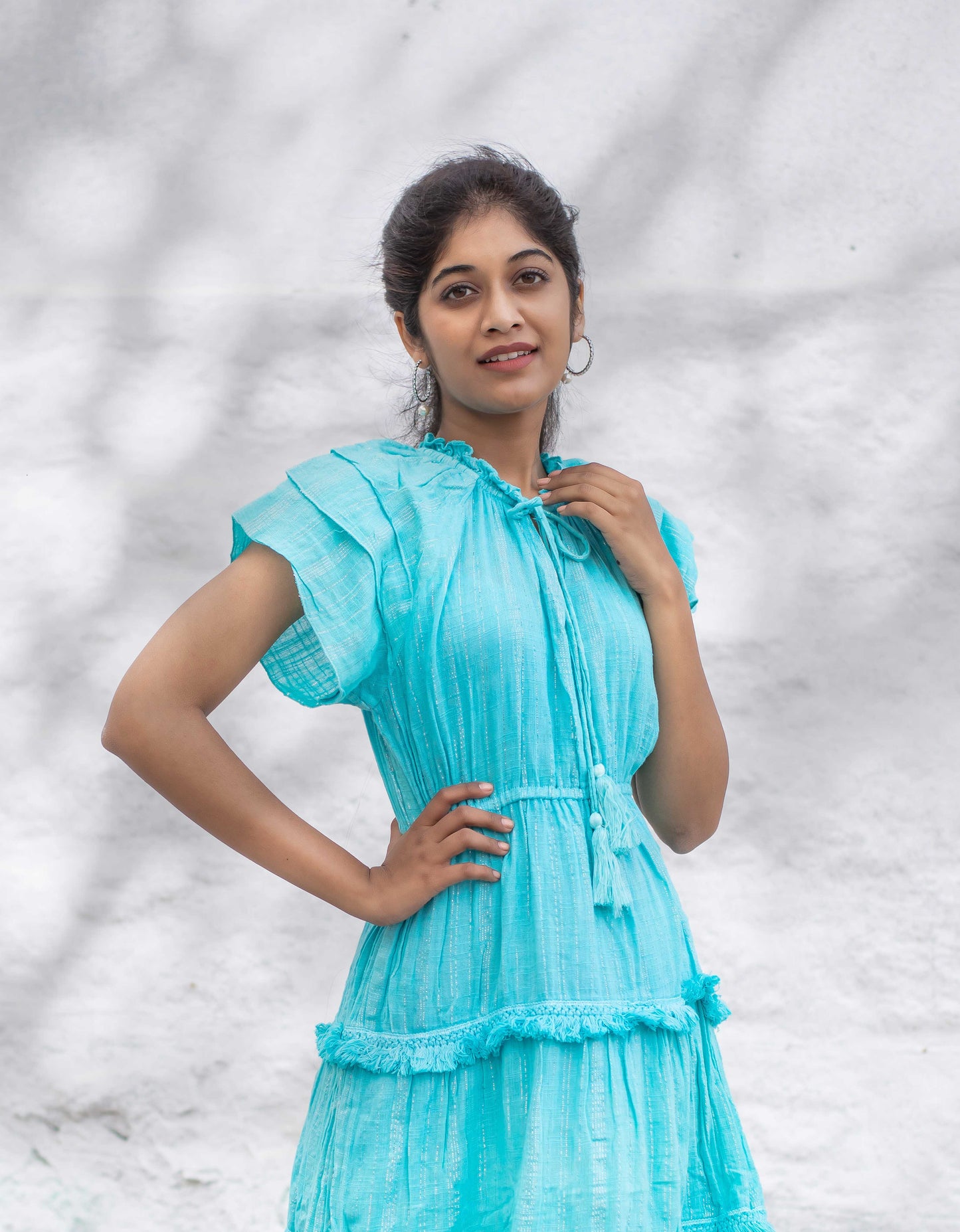 Sky Blue Tiered Dress