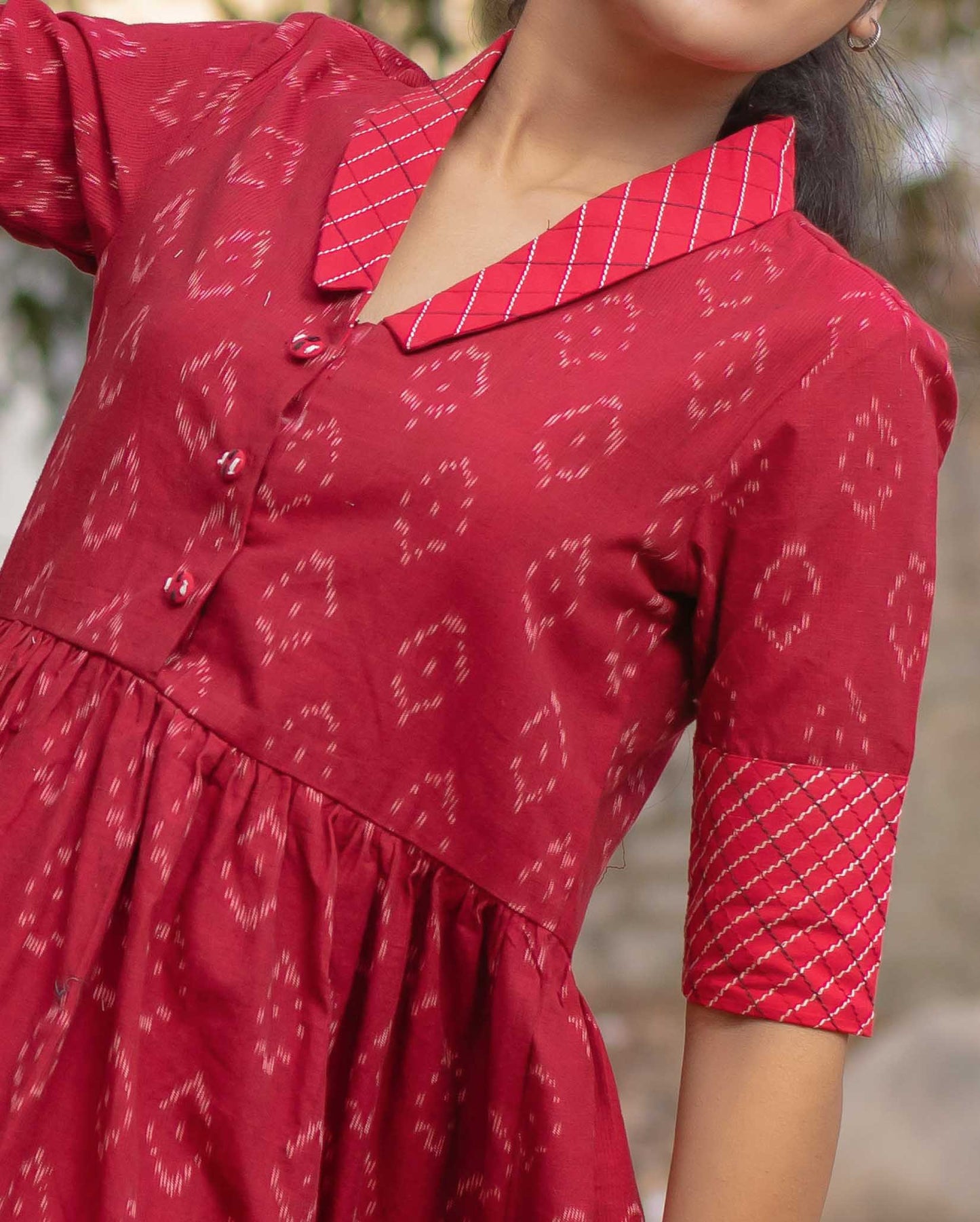 Handwoven Red Ikat Dress