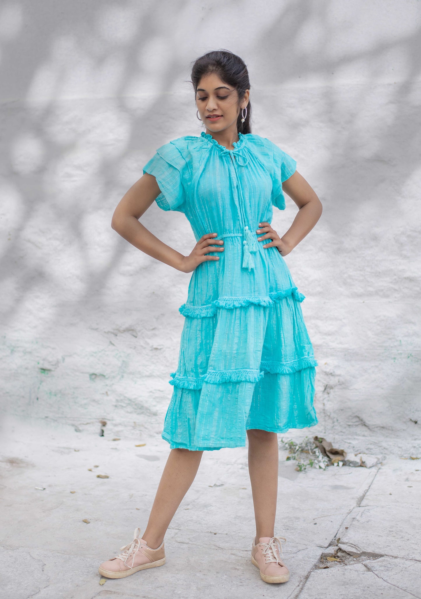 Sky Blue Tiered Dress