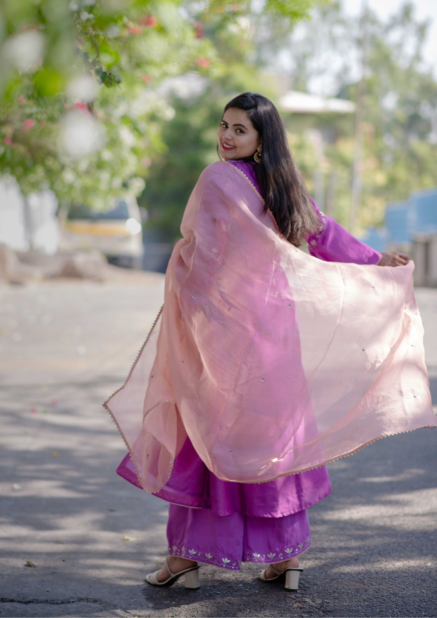 Gotapatti Embroidered Lavender Set