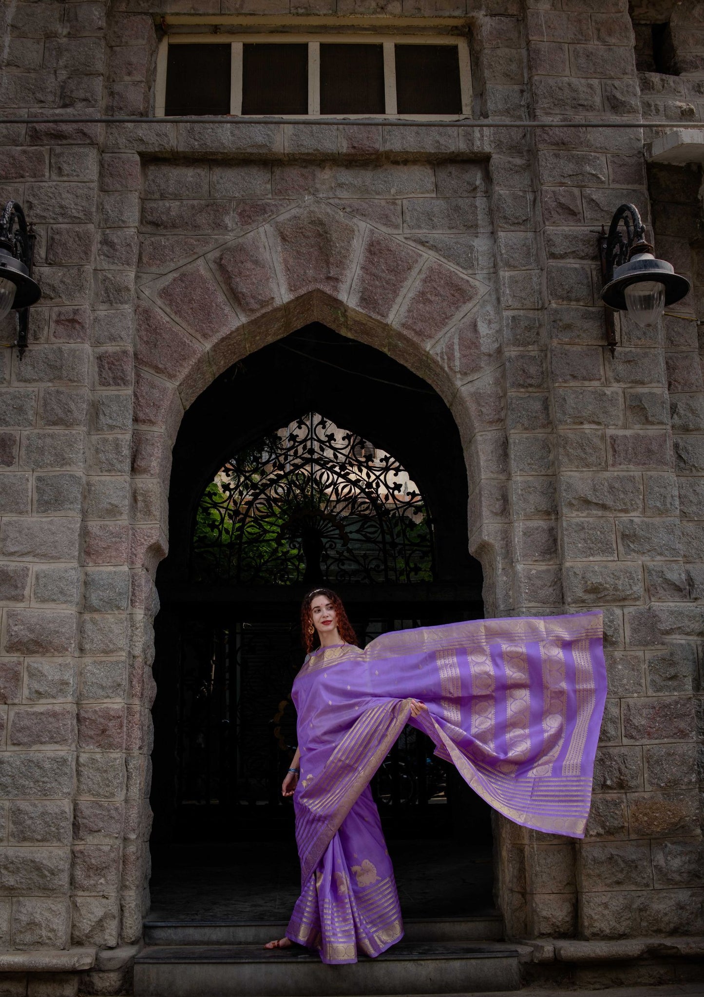 Saree - Pure Silk Handloom Kanchi Saree in Violet Colour
