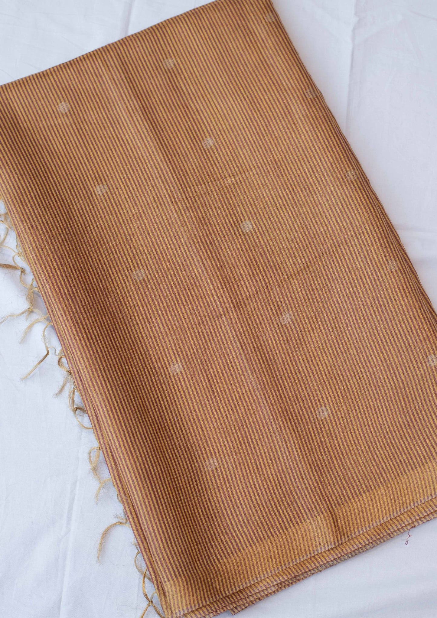 Saree- Handwoven Pure Tussar Soft Silk Tissue Mustard Saree