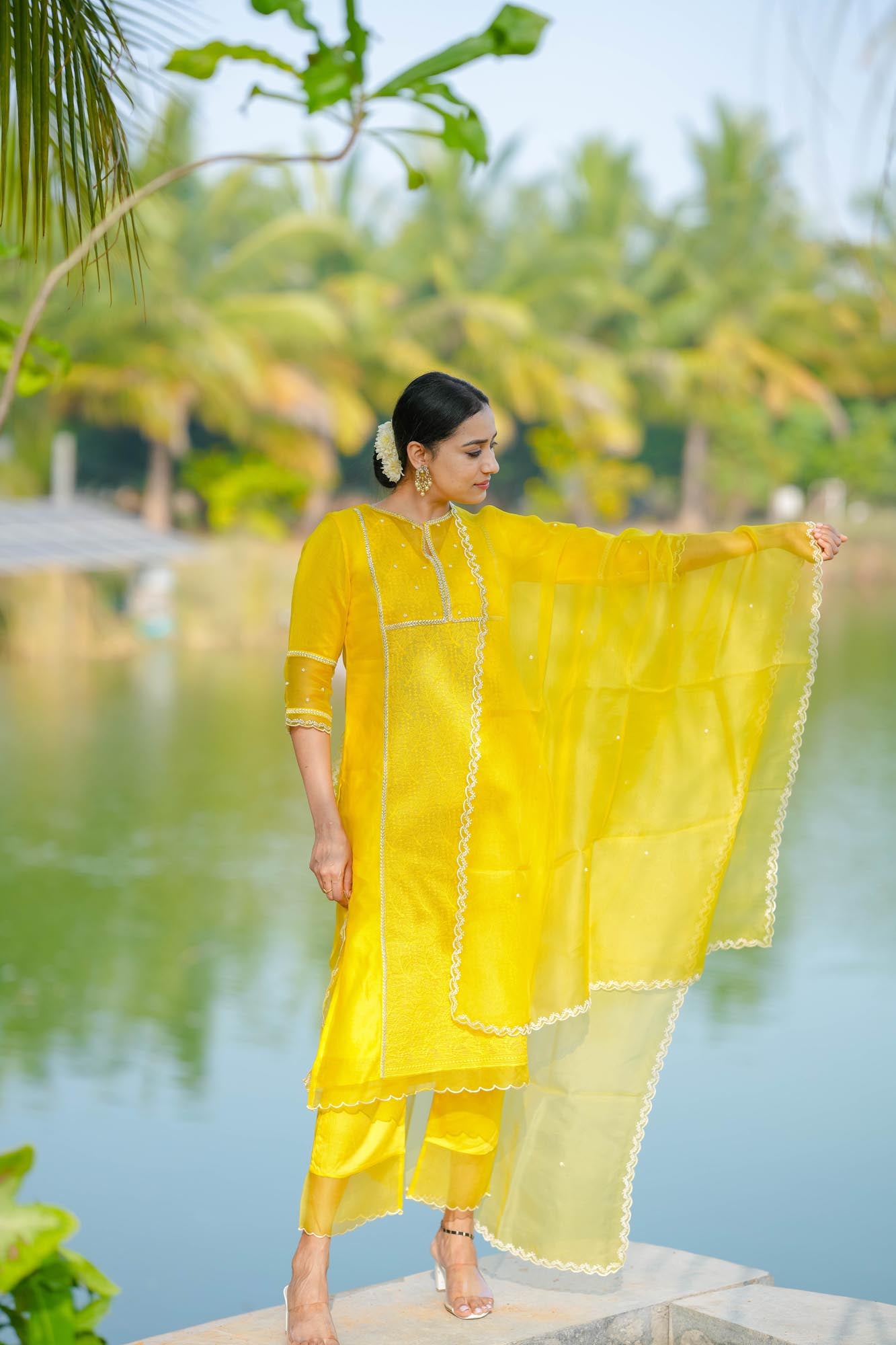 Women’s wear yellow embroidered kurta set