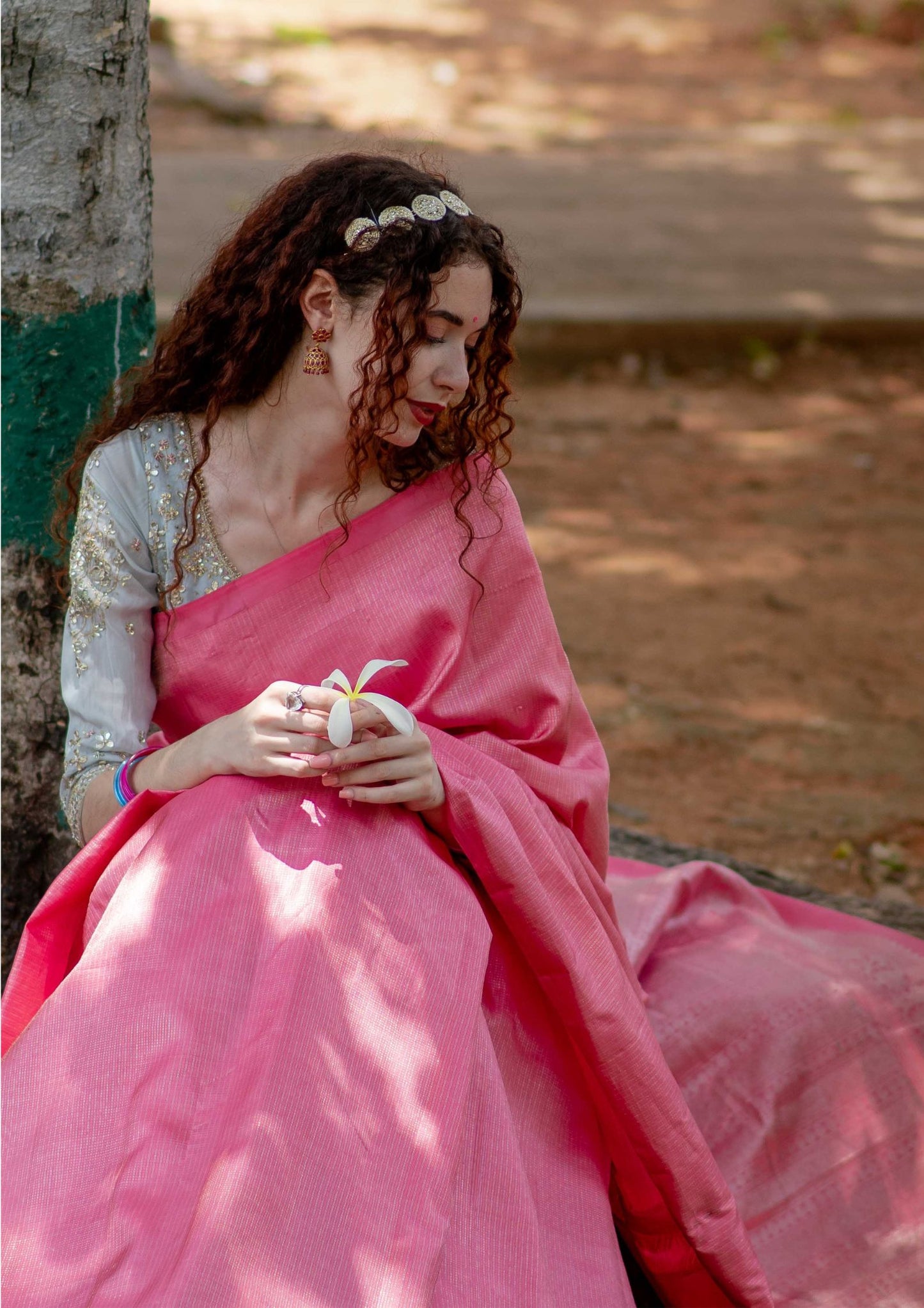Saree - Pure Silk light weight Kanchi Saree in Pink Colour