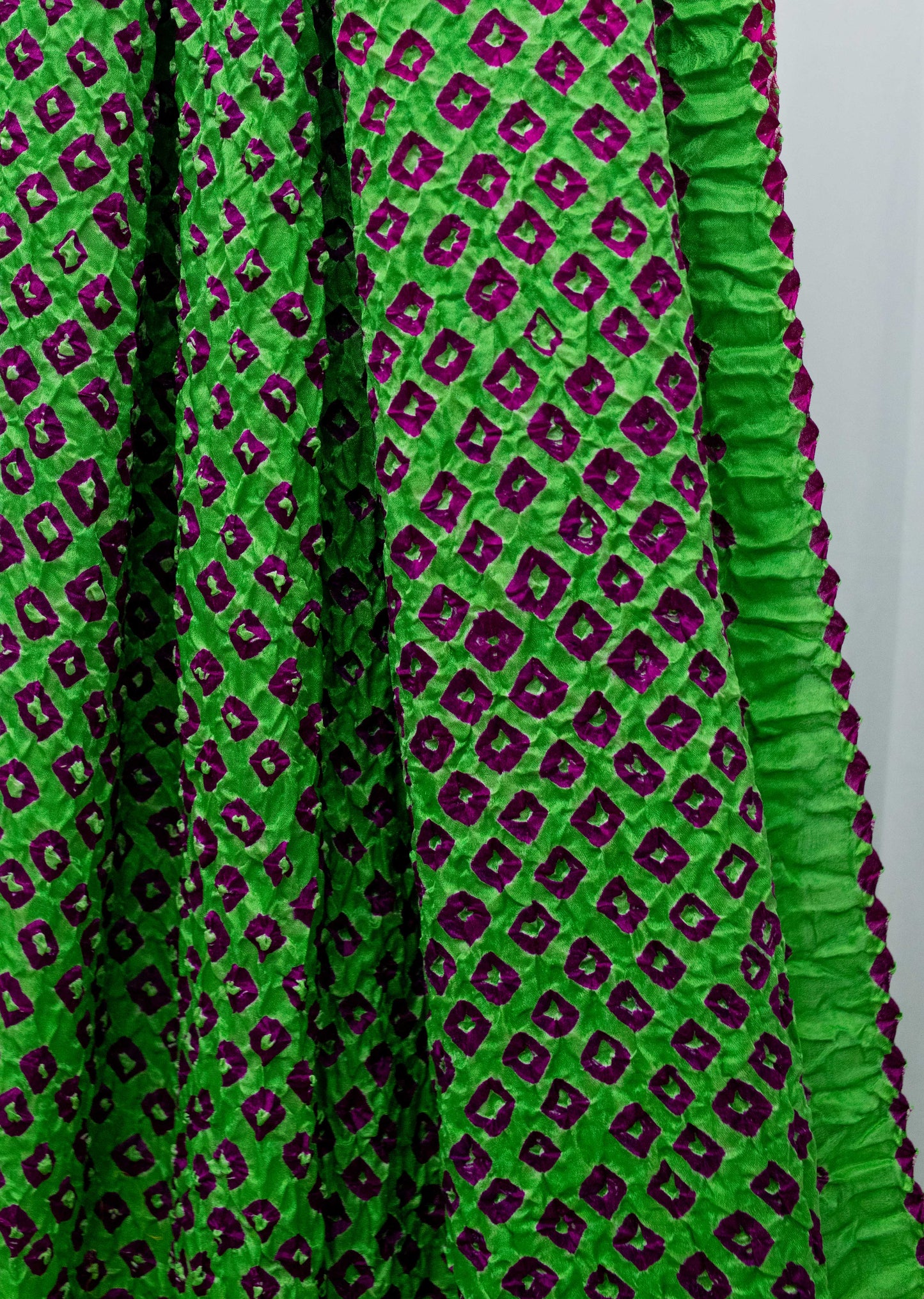 Pure Gajji Silk Green Bandhani Saree