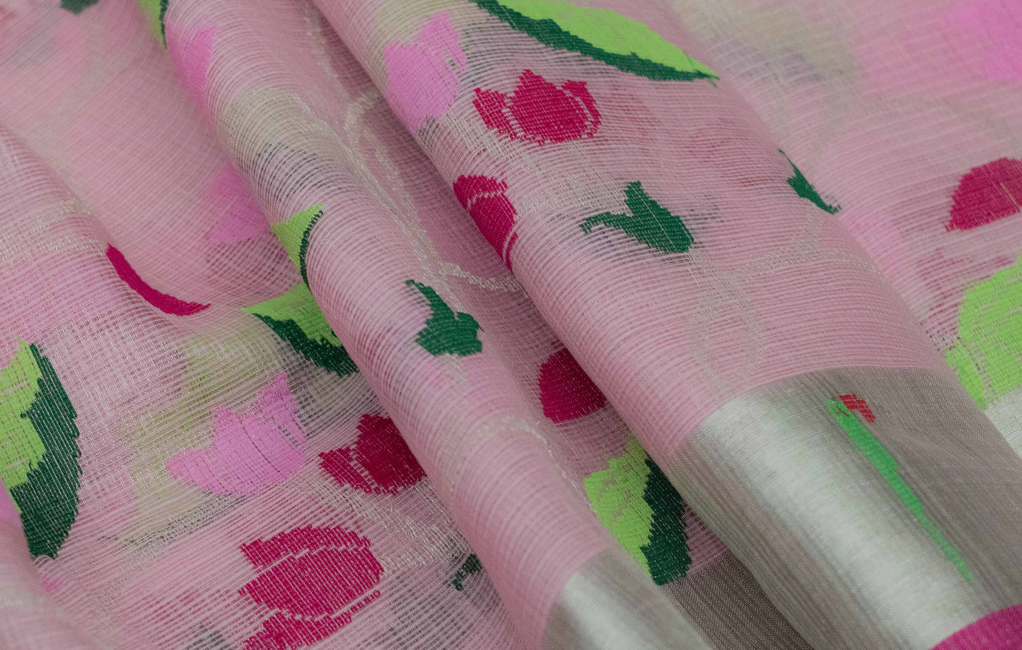Light Pink Pure Zari Tissue Kota Saree