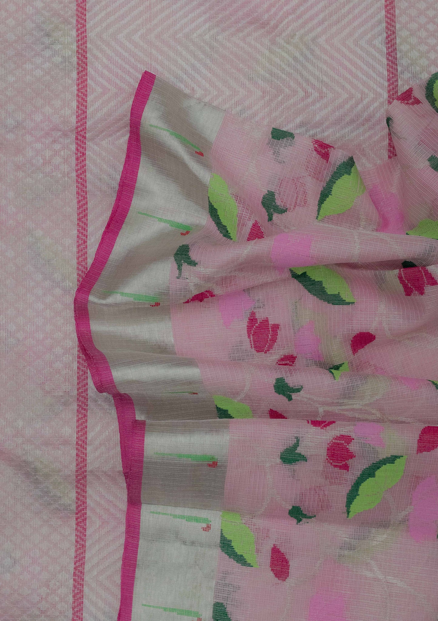 Light Pink Pure Zari Tissue Kota Saree