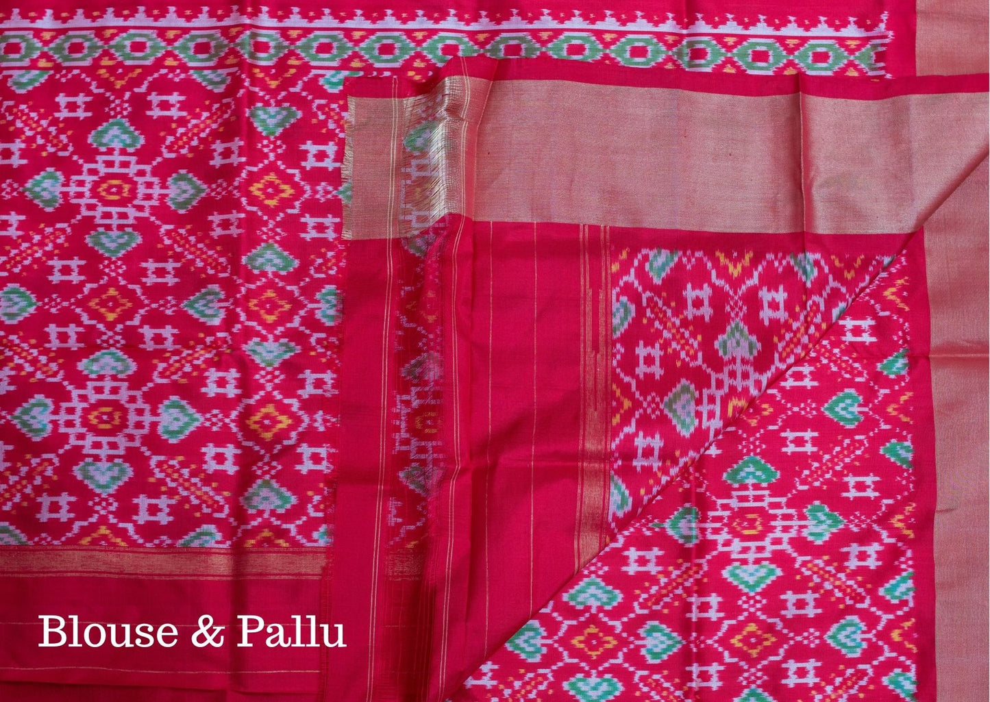 Ikat Silk Saree in White and Red with Zari