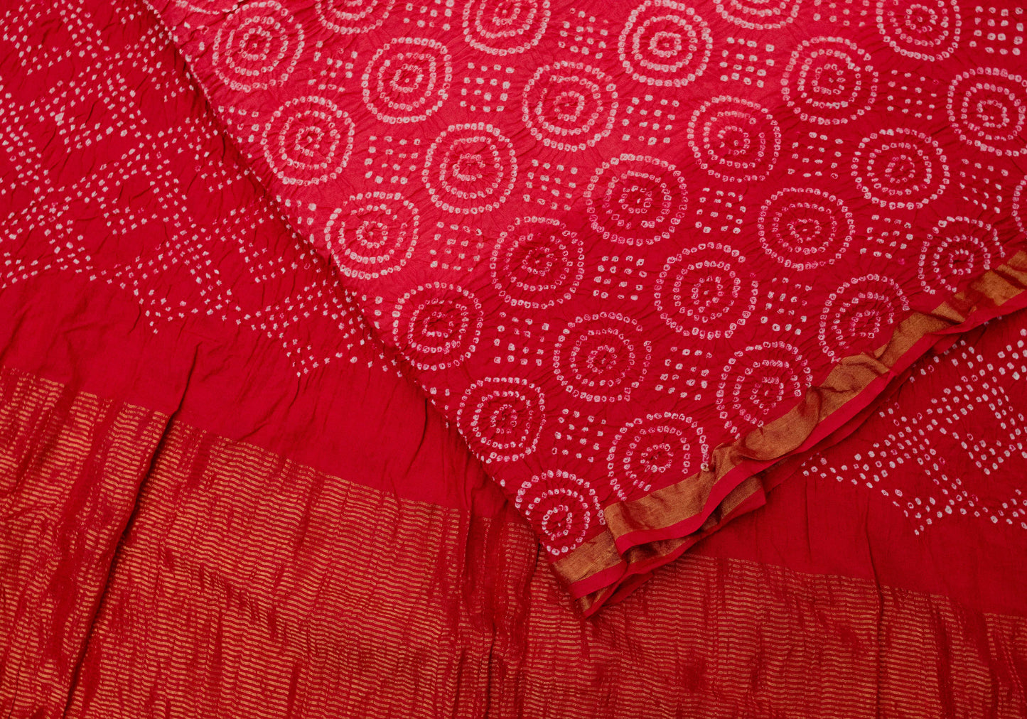 Pure Cotton Coral Bandhani Saree