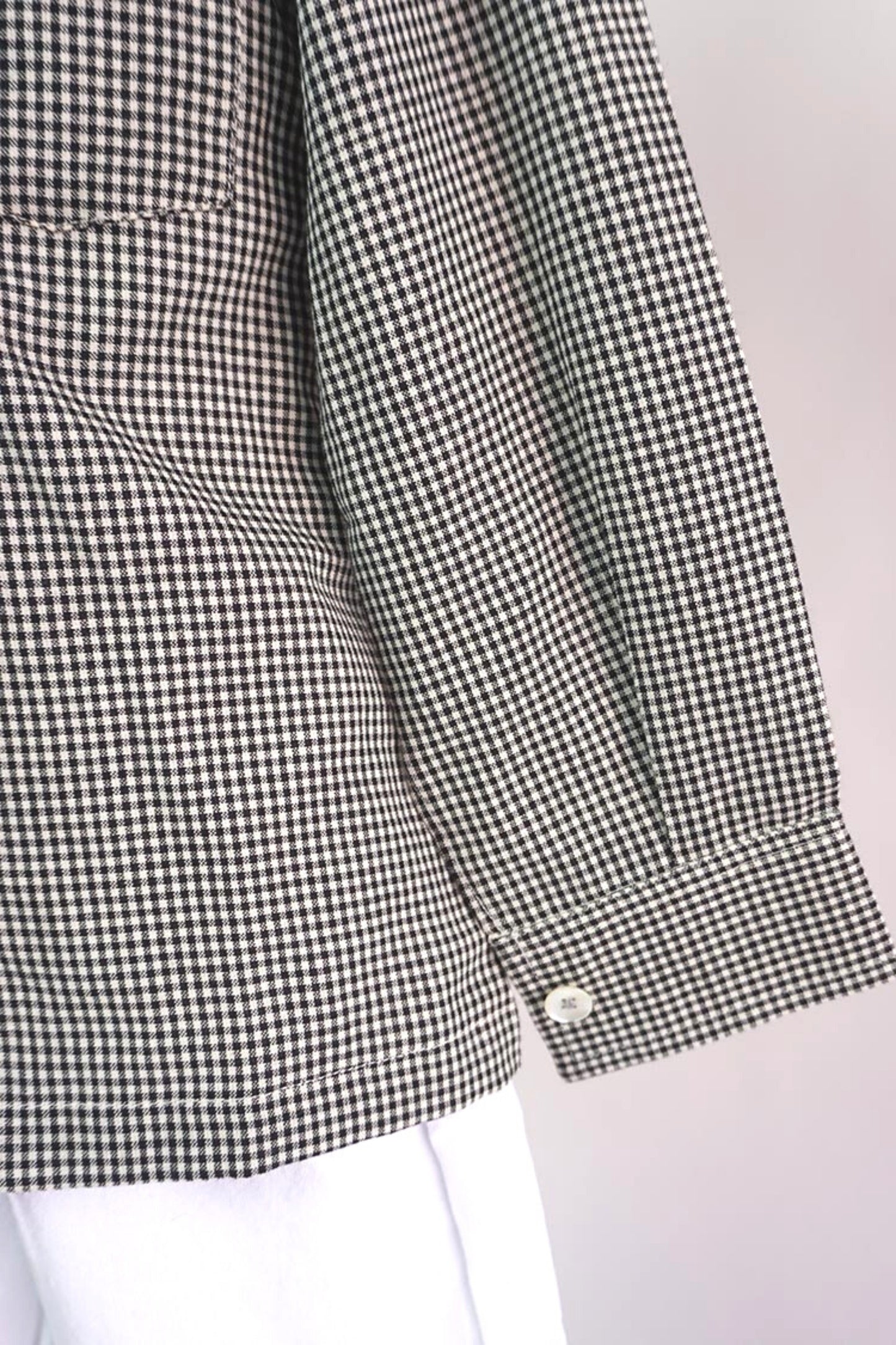 BLACK AND WHITE CHECKS HANDLOOM SHIRT WITH WHITE SHORTS