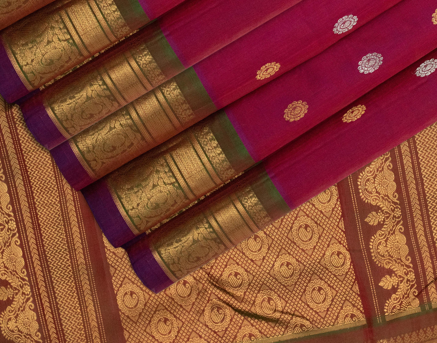 Handloom Sico Pink Gadwal Saree with Butti