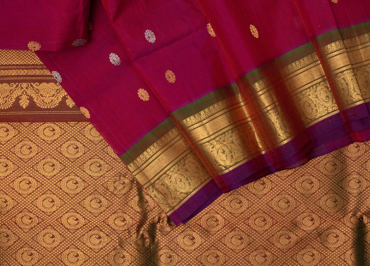 Handloom Sico Pink Gadwal Saree with Butti