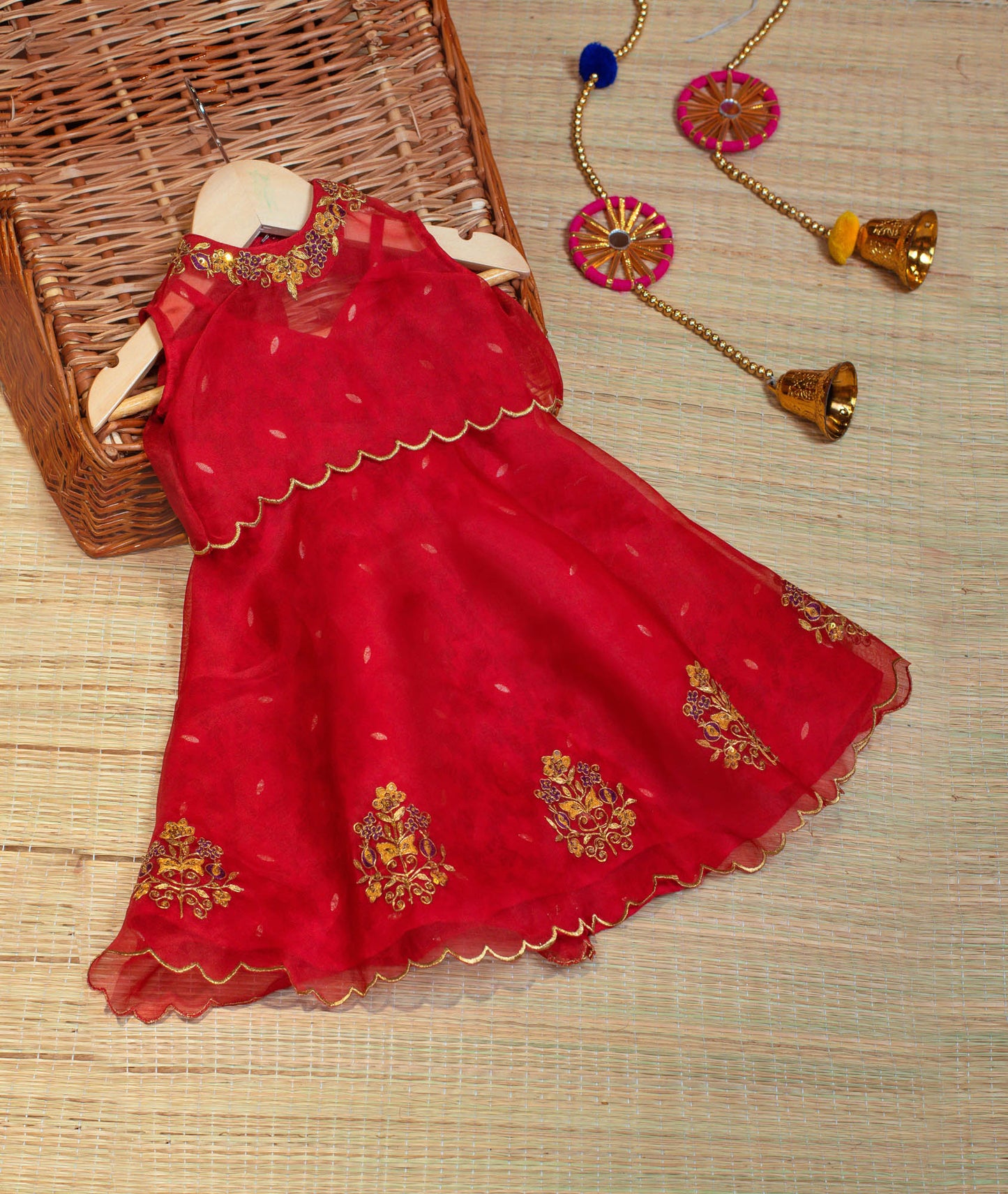 Kids girls - Hand Embroidered Brocade & Organza dress