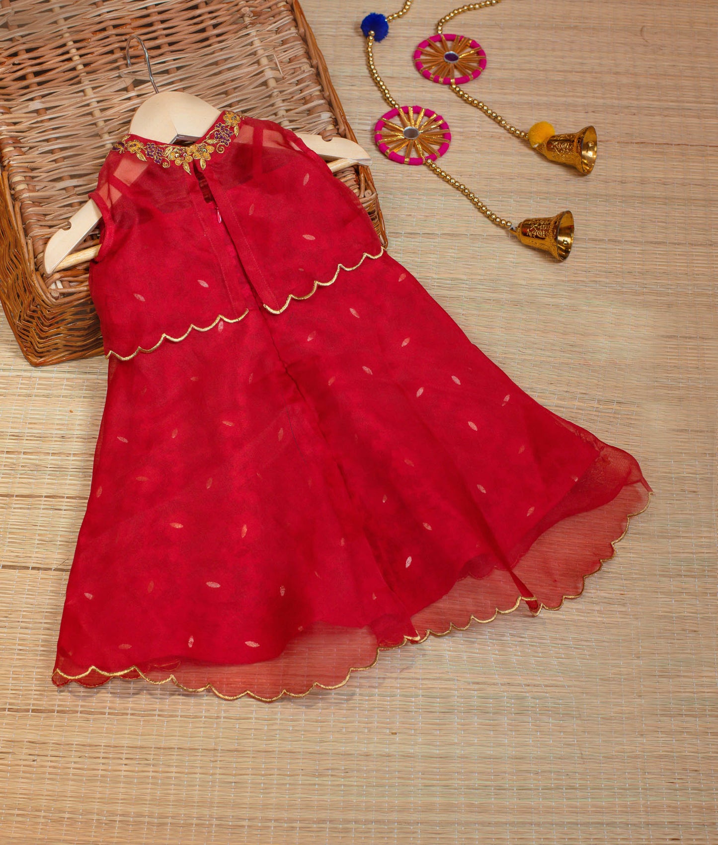 Kids girls - Hand Embroidered Brocade & Organza dress
