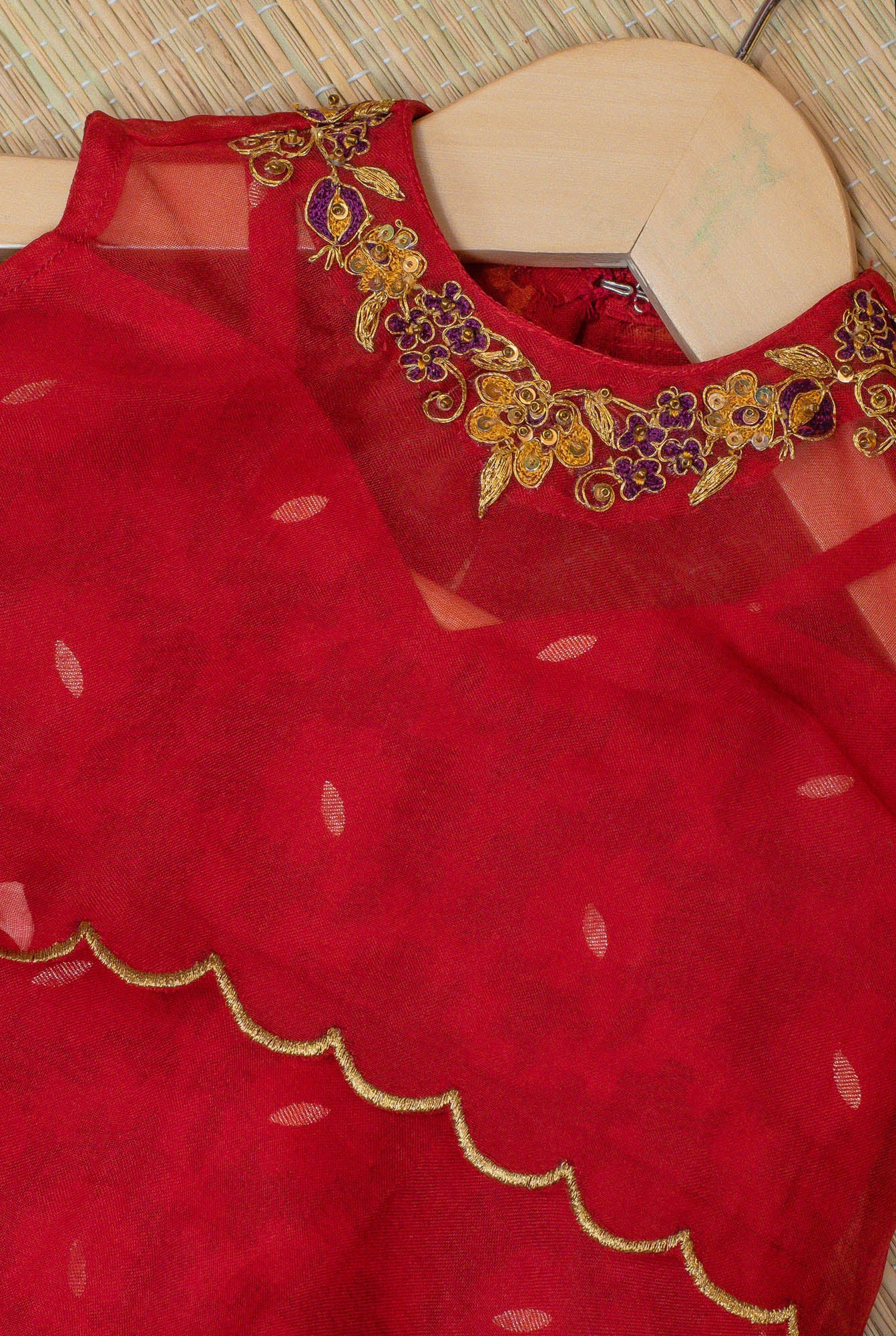 Kids girls - Hand Embroidered Brocade & Organza dress