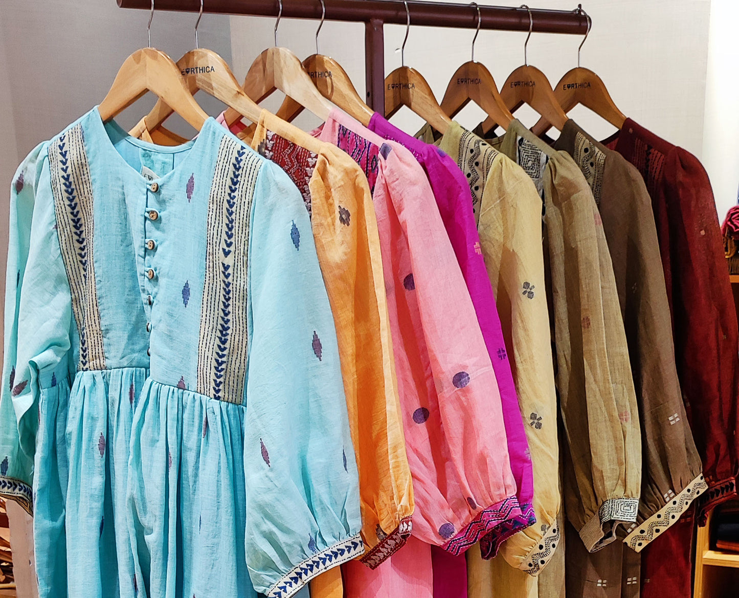 Hand woven jamdani dress with hand embroidery