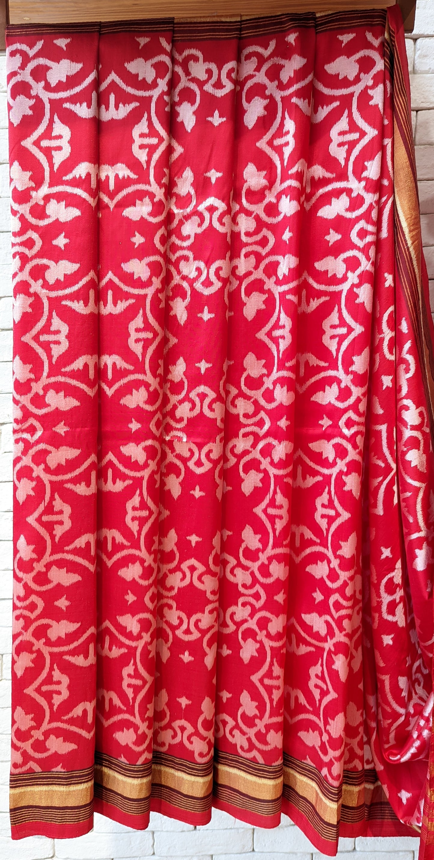 Handloom Ikat Red Silk Saree