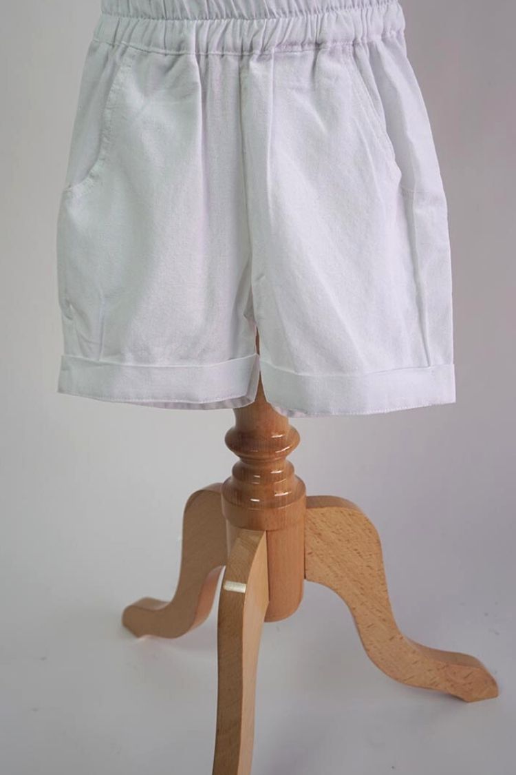 BLACK AND WHITE CHECKS HANDLOOM SHIRT WITH WHITE SHORTS