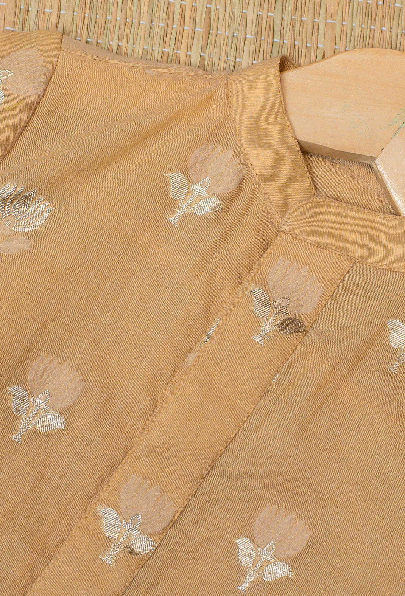 Kids boys - Beige Kurta bottom with Organza Jacket