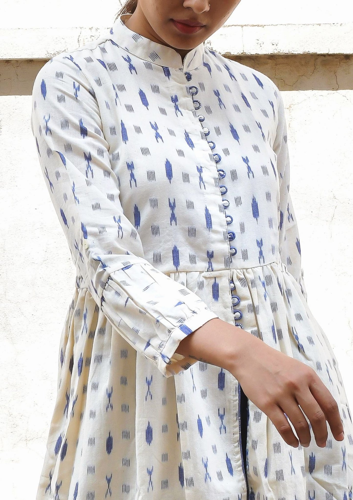 Ikat dress with centre slit