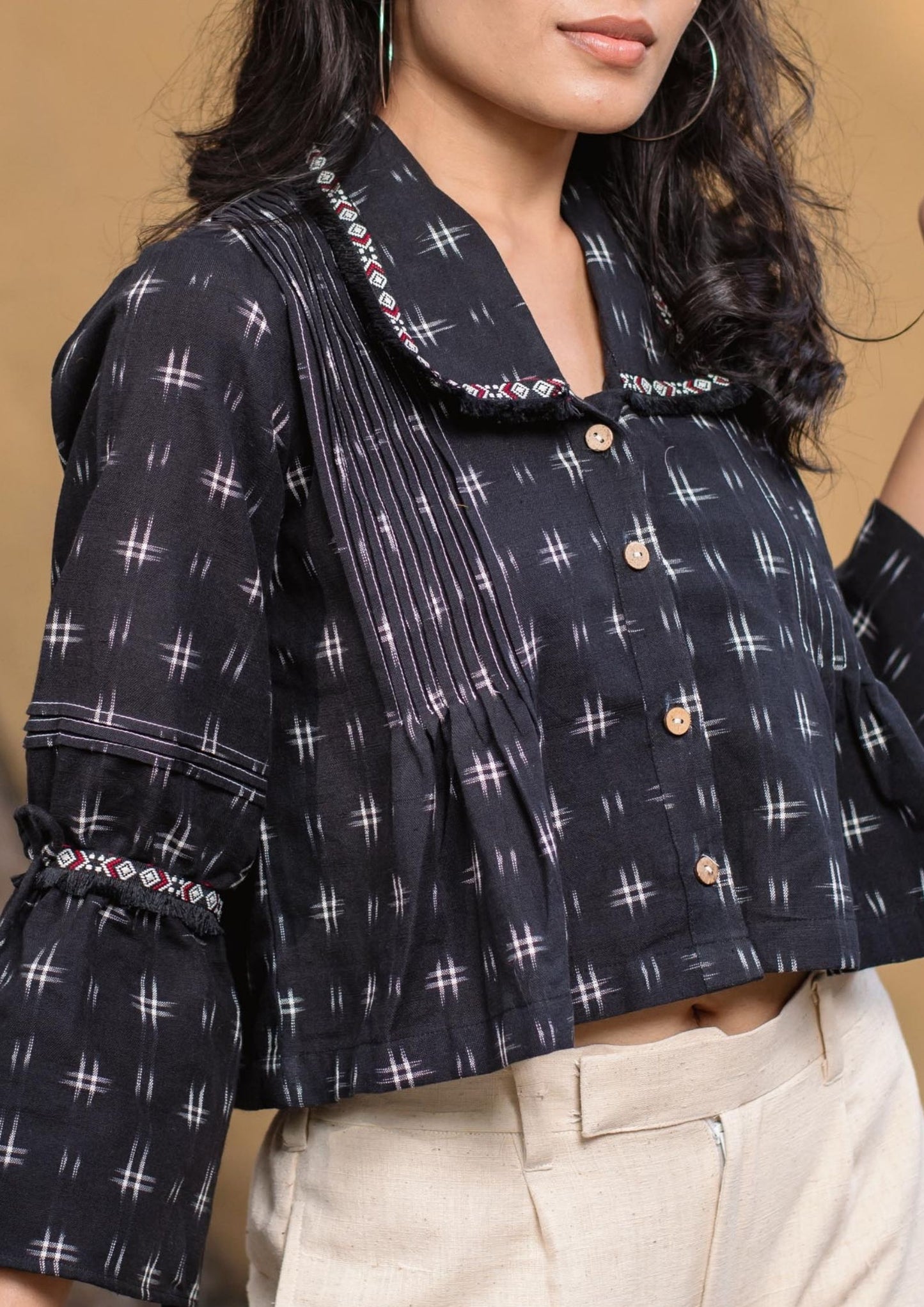 Handwoven Ikat Top in Black