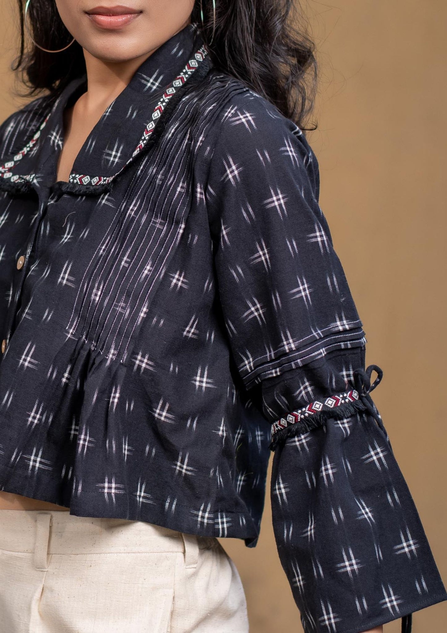 Handwoven Ikat Top in Black