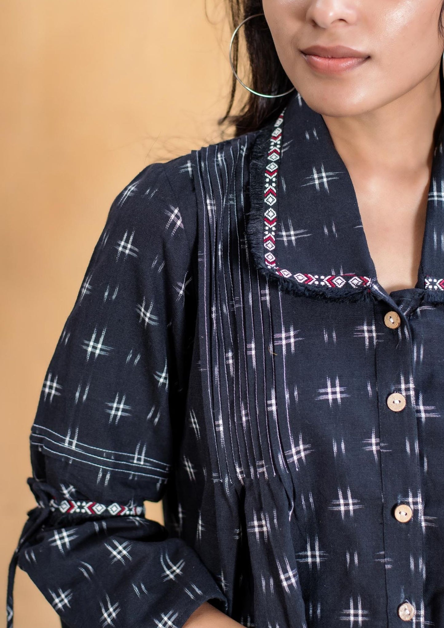 Handwoven Ikat Top in Black