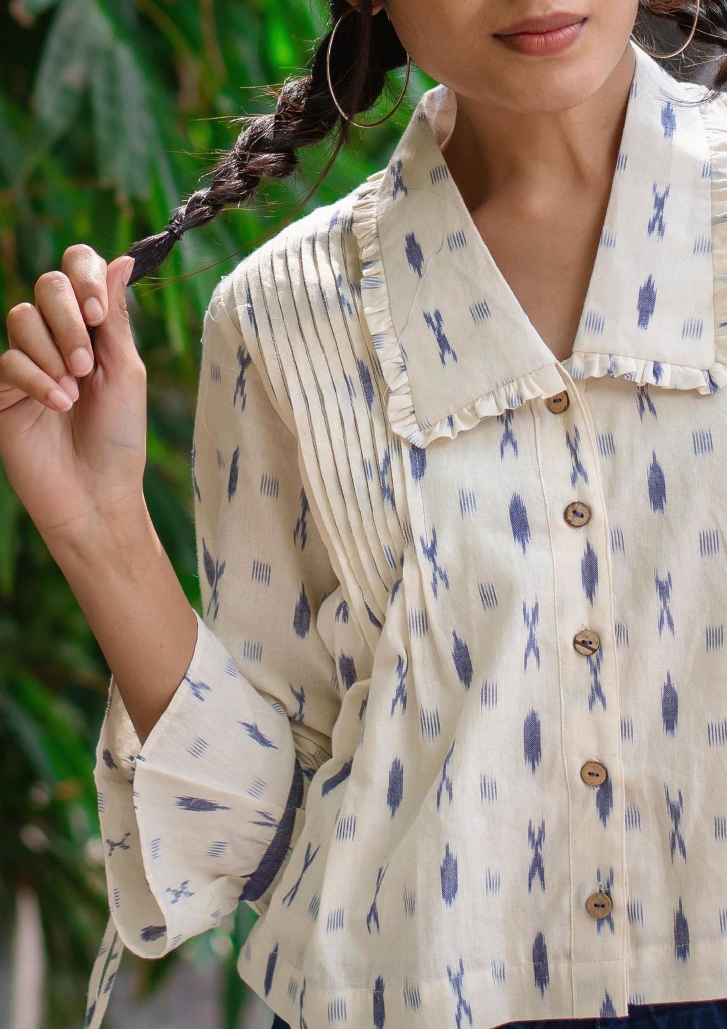 Hand Woven White Ikat Top