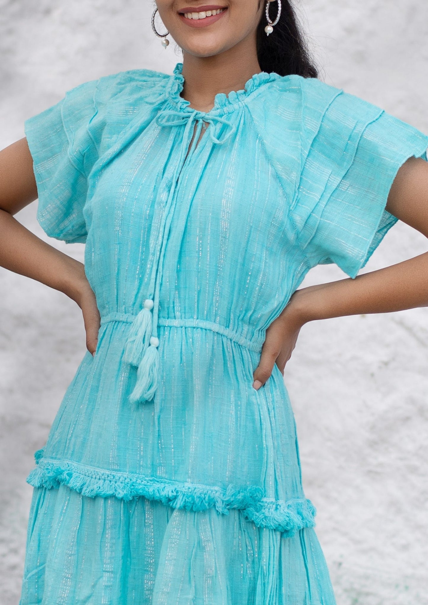 Sky Blue Tiered Dress