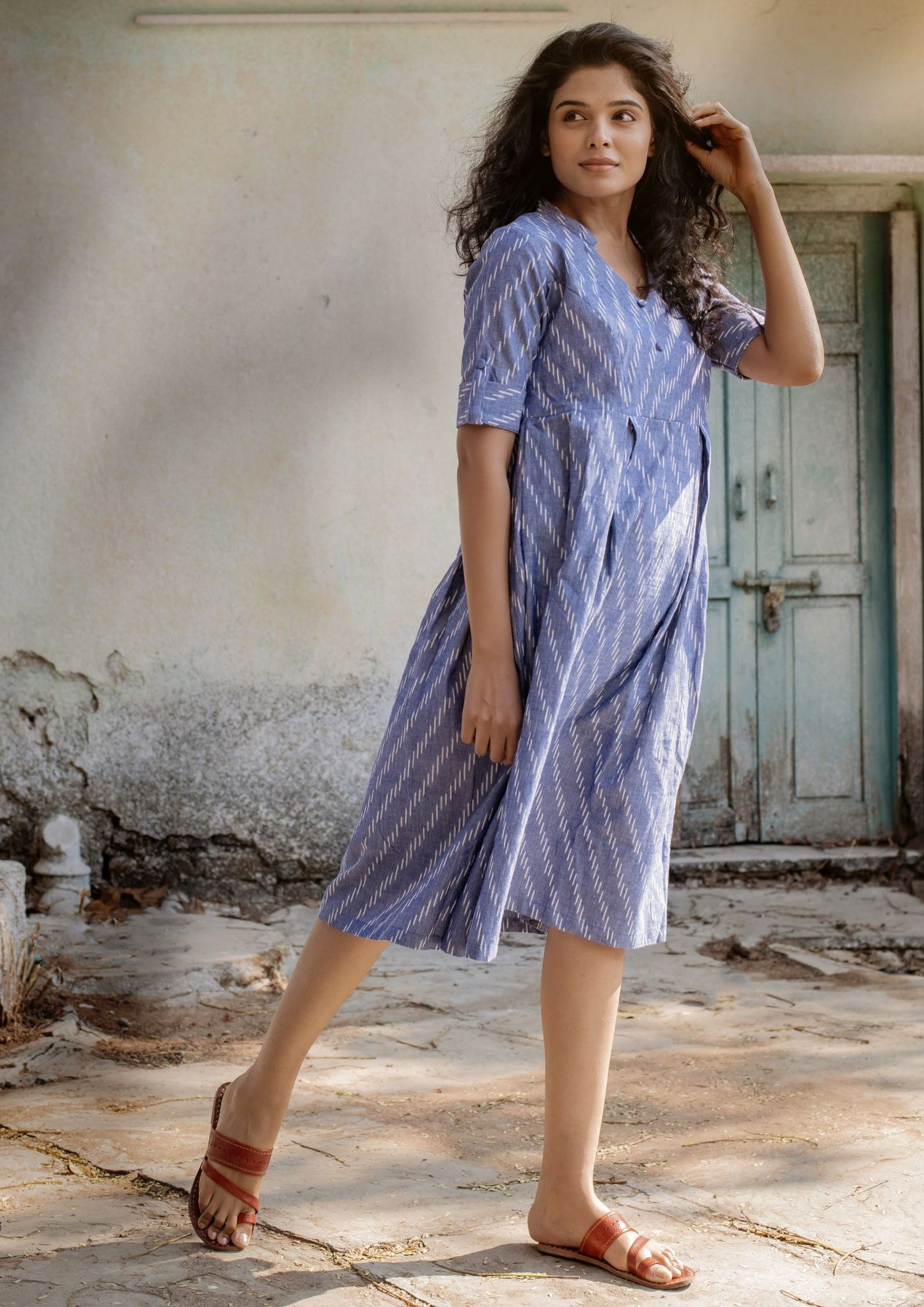 Handwoven Blue Ikat Dress