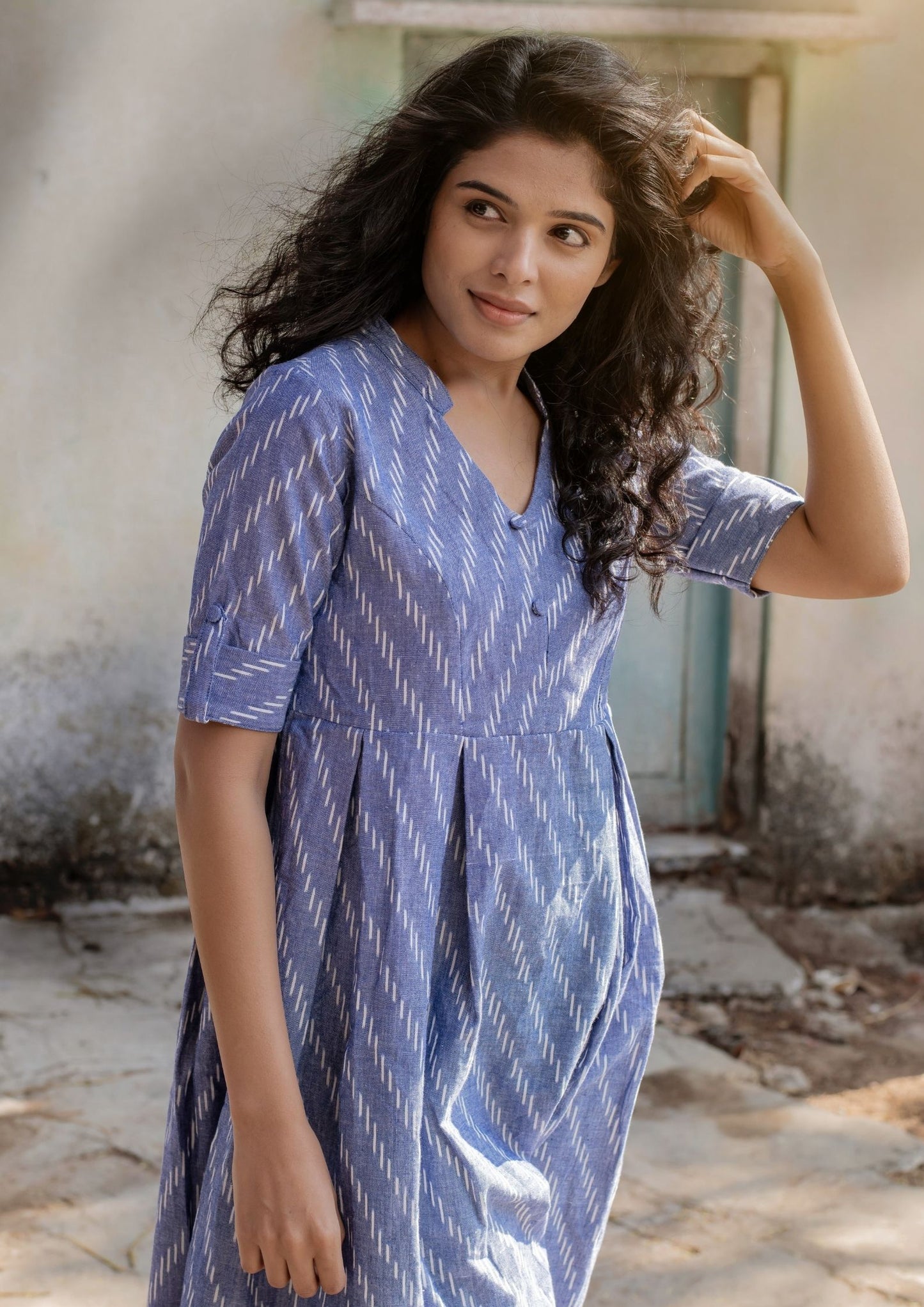 Handwoven Blue Ikat Dress