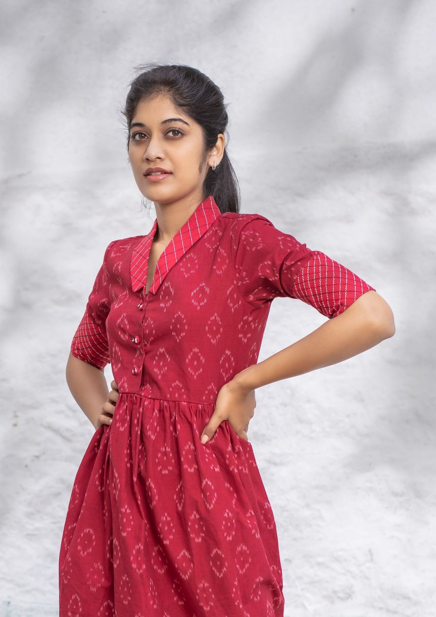 Handwoven Red Ikat Dress